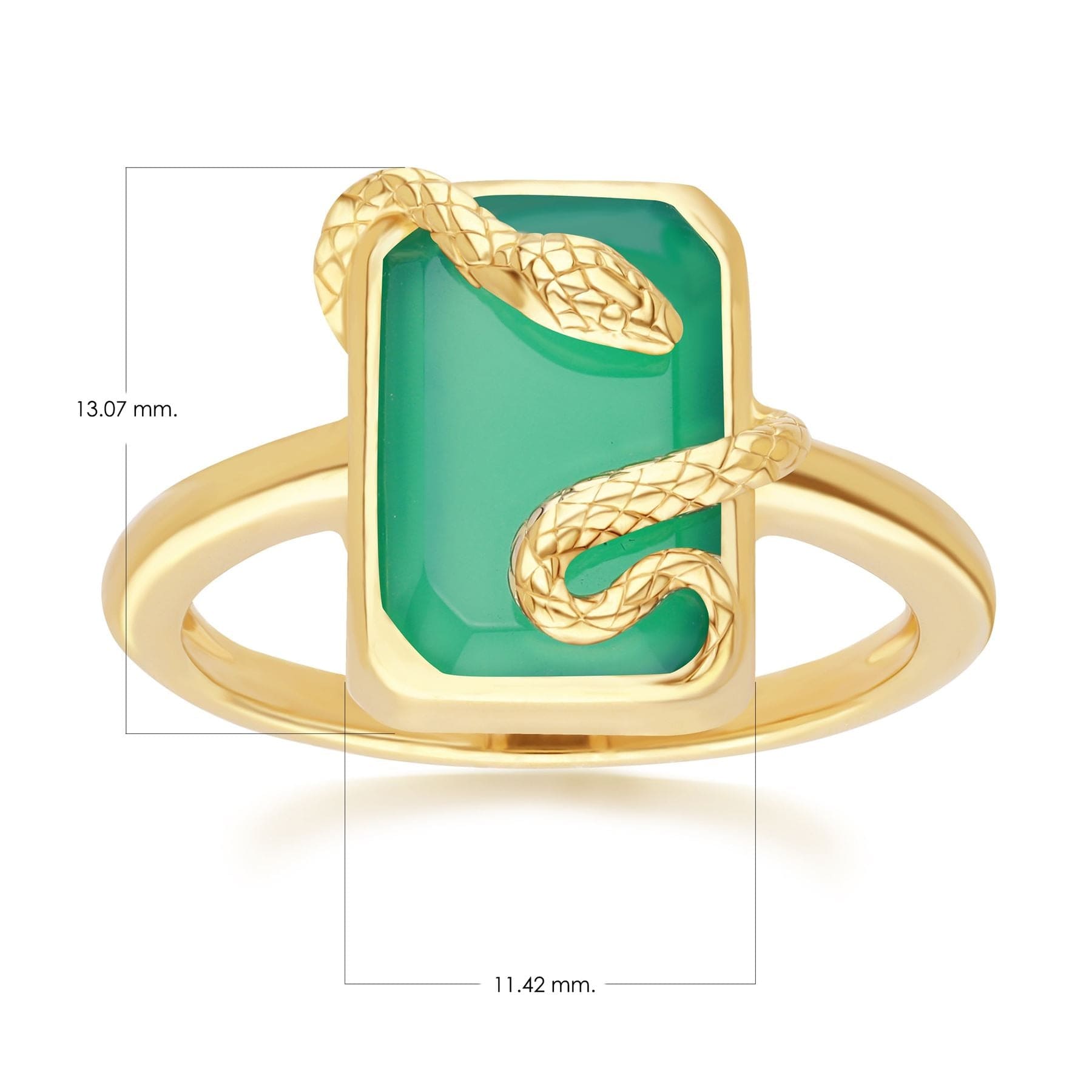270R065303925_ Grand Deco Green Chalcedony Snake Wrap Ring in Gold Plated Sterling Silver Dimensions
