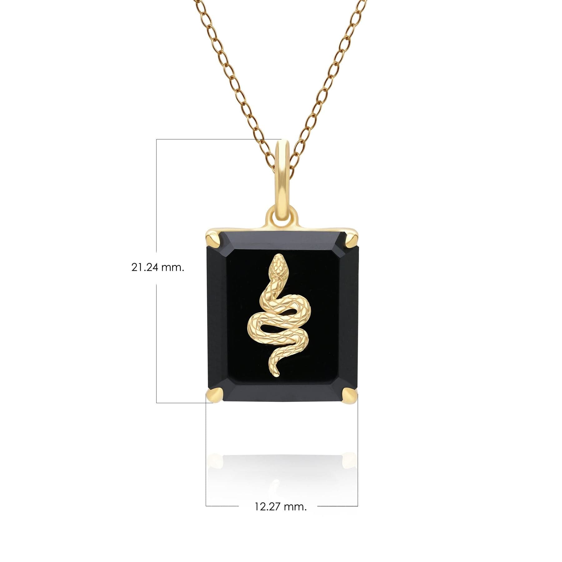 270P035002925 Grand Deco Black Onyx Snake Pendant in Gold Plated Sterling Silver Dimensions