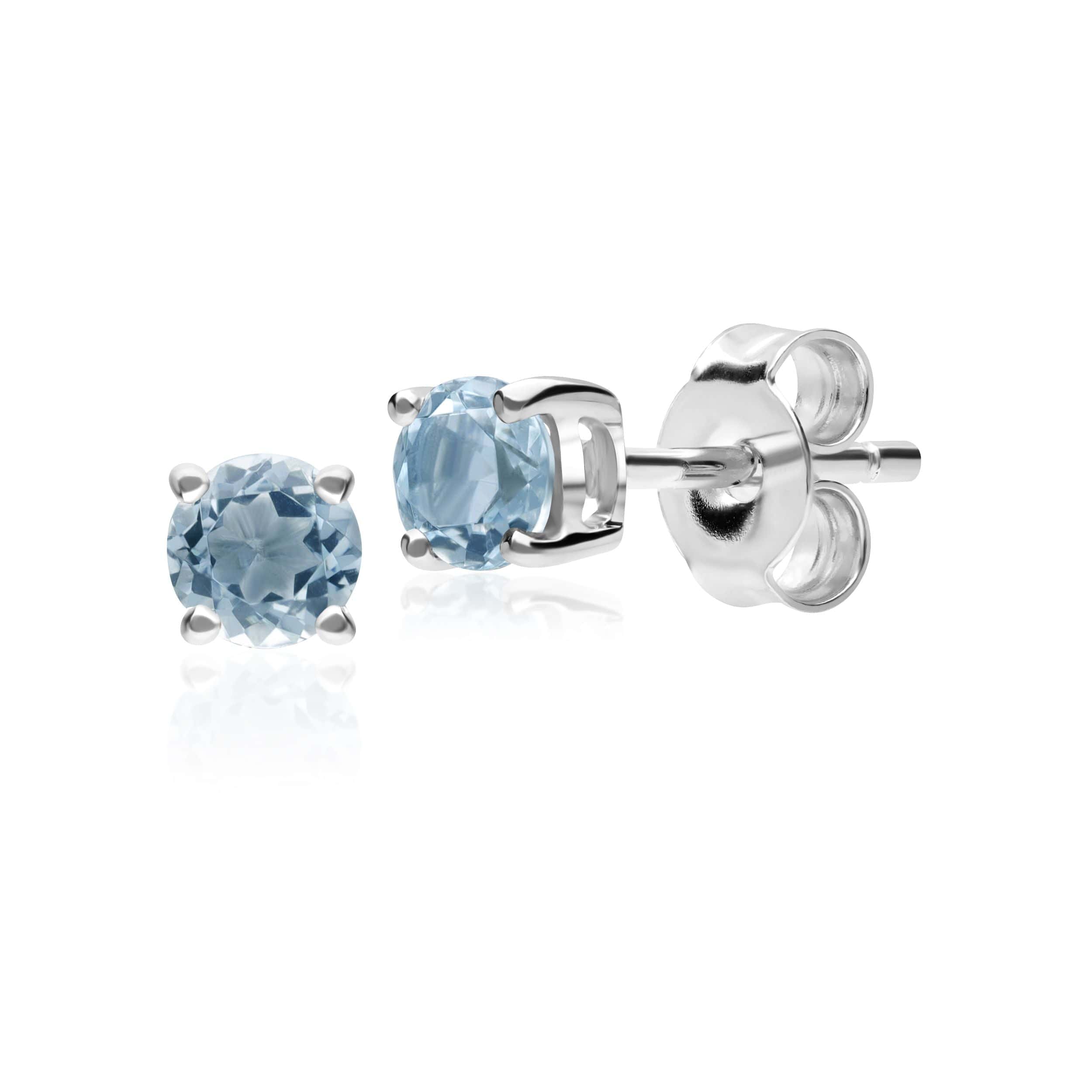 22526 Classic Round Aquamarine Stud Earrings in 9ct White Gold 3.5mm 1