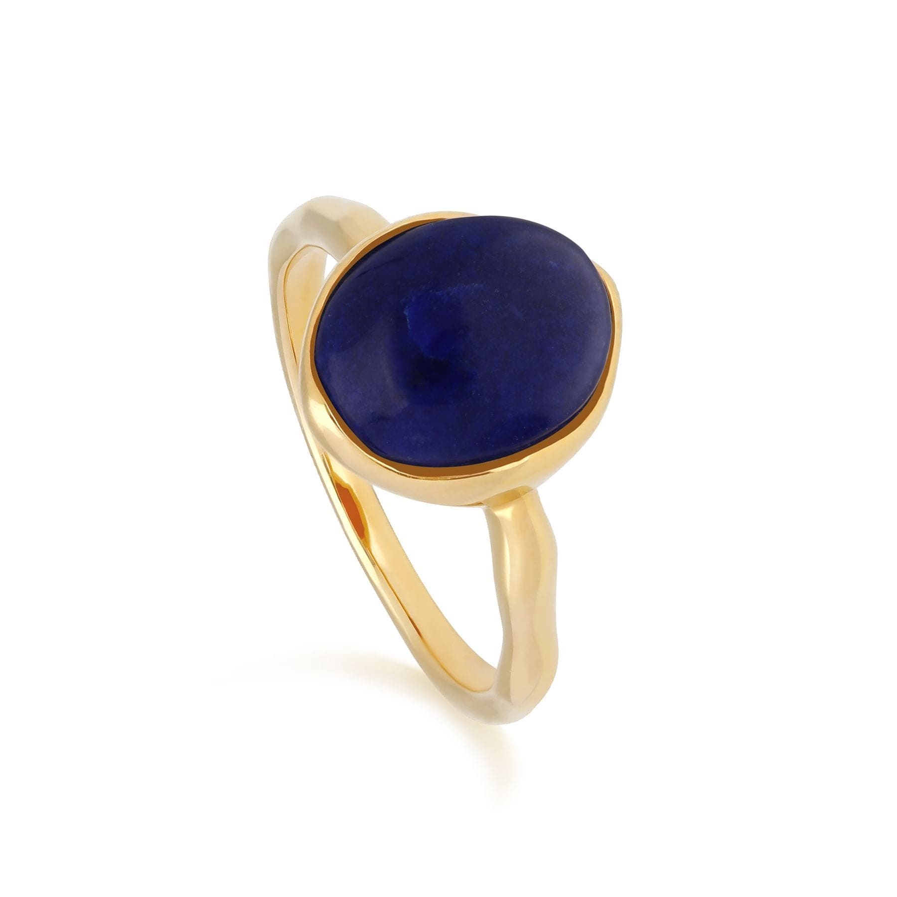 270R057403925 Irregular B Gem Lapis Lazuli Ring in Yellow Gold Plated Silver 1