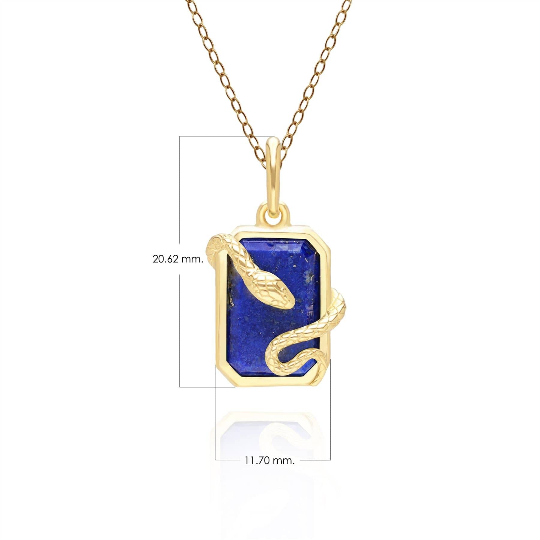 270P034902925 Grand Deco Lapis Lazuli Snake Wrap Pendant in Gold Plated Sterling Silver Dimensions