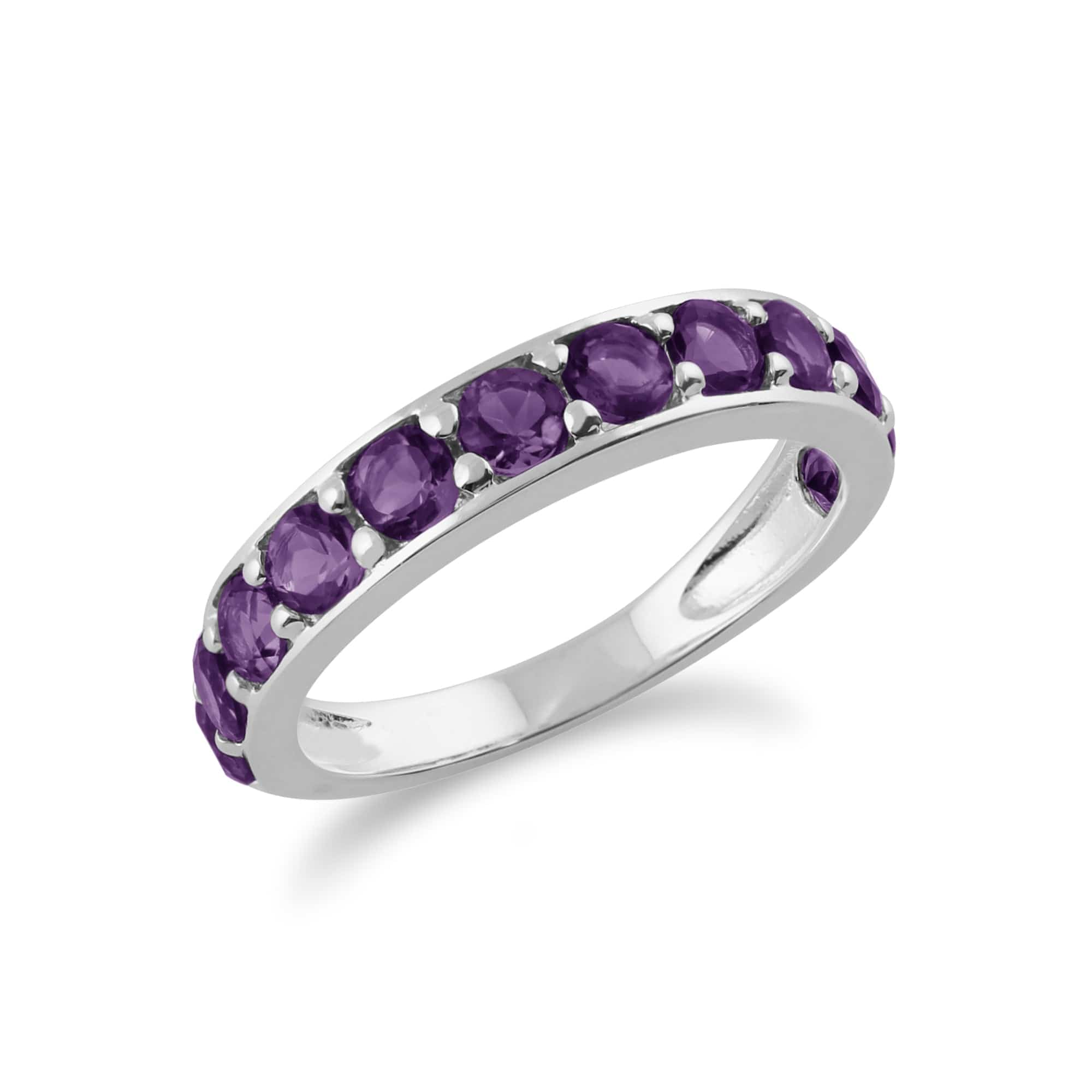 212R010603925 Classic Round Amethyst Half Eternity Ring in 925 Sterling Silver 3