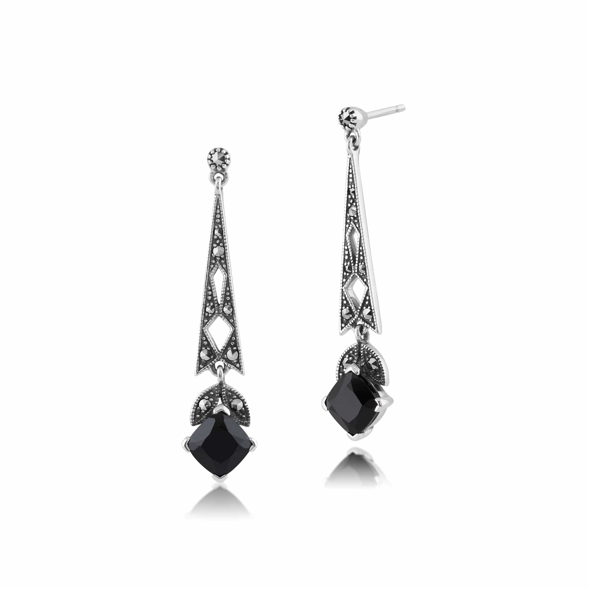 Drop Earrings Art Deco Spinel Silver