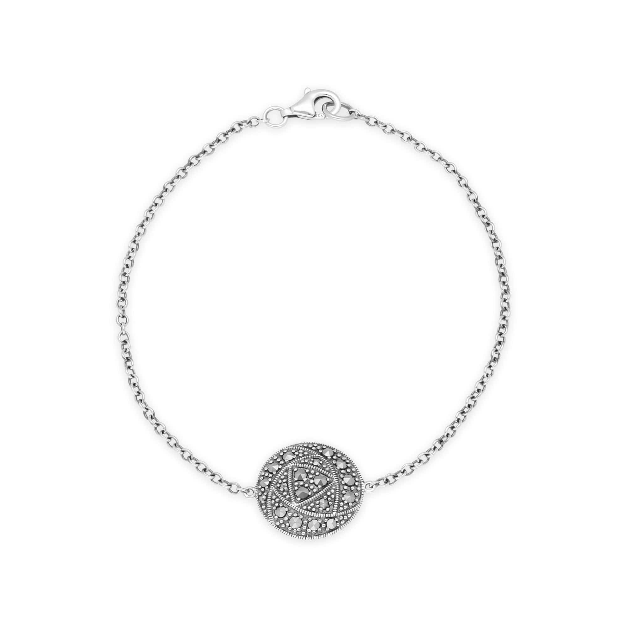 Gemondo Sterling Silver Marcasite Rennie Mackintosh Style 19cm Bracelet - Gemondo