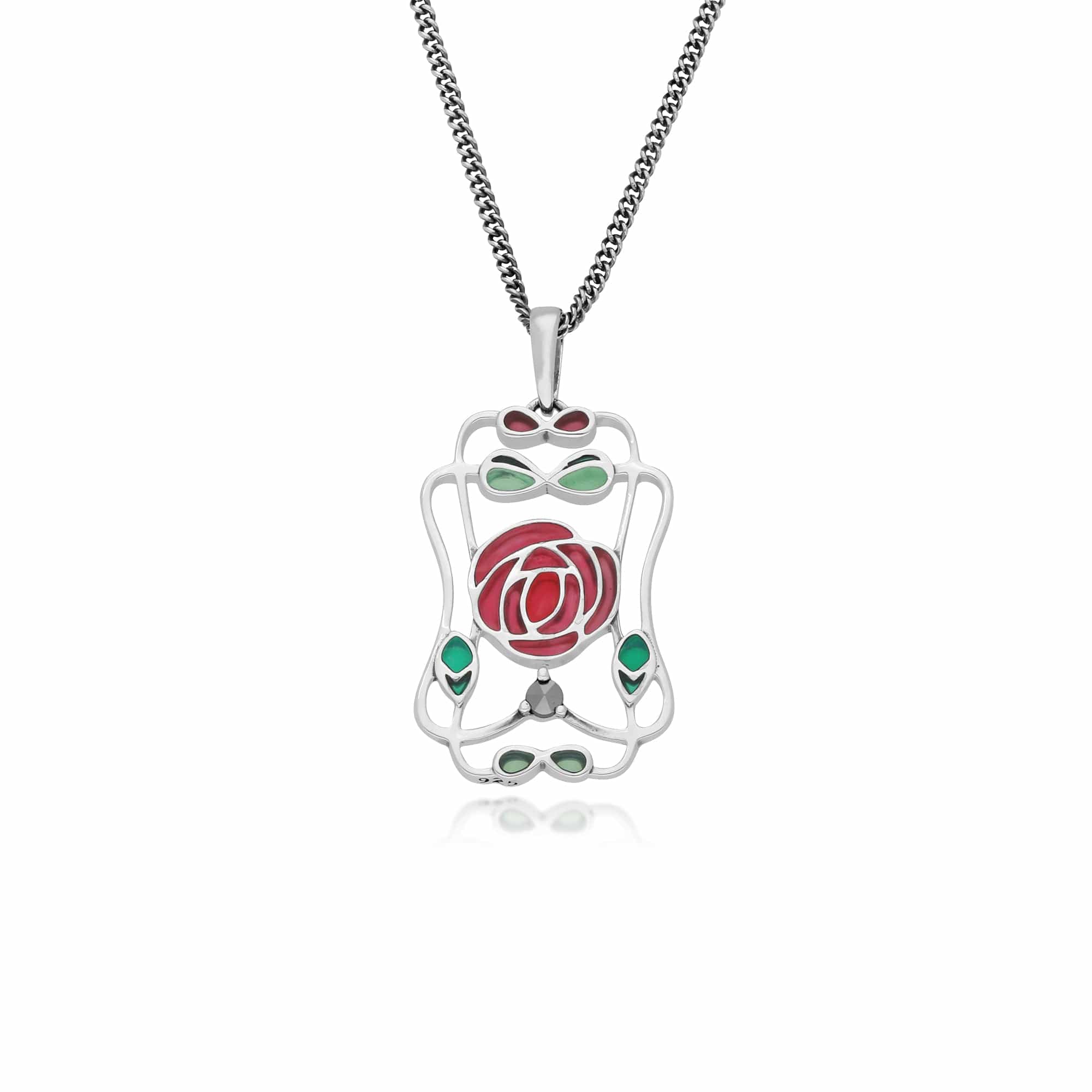 Gemondo Sterling Silver 0.04 Marcasite Rennie Mackintosh Style 45cm Necklace - Gemondo