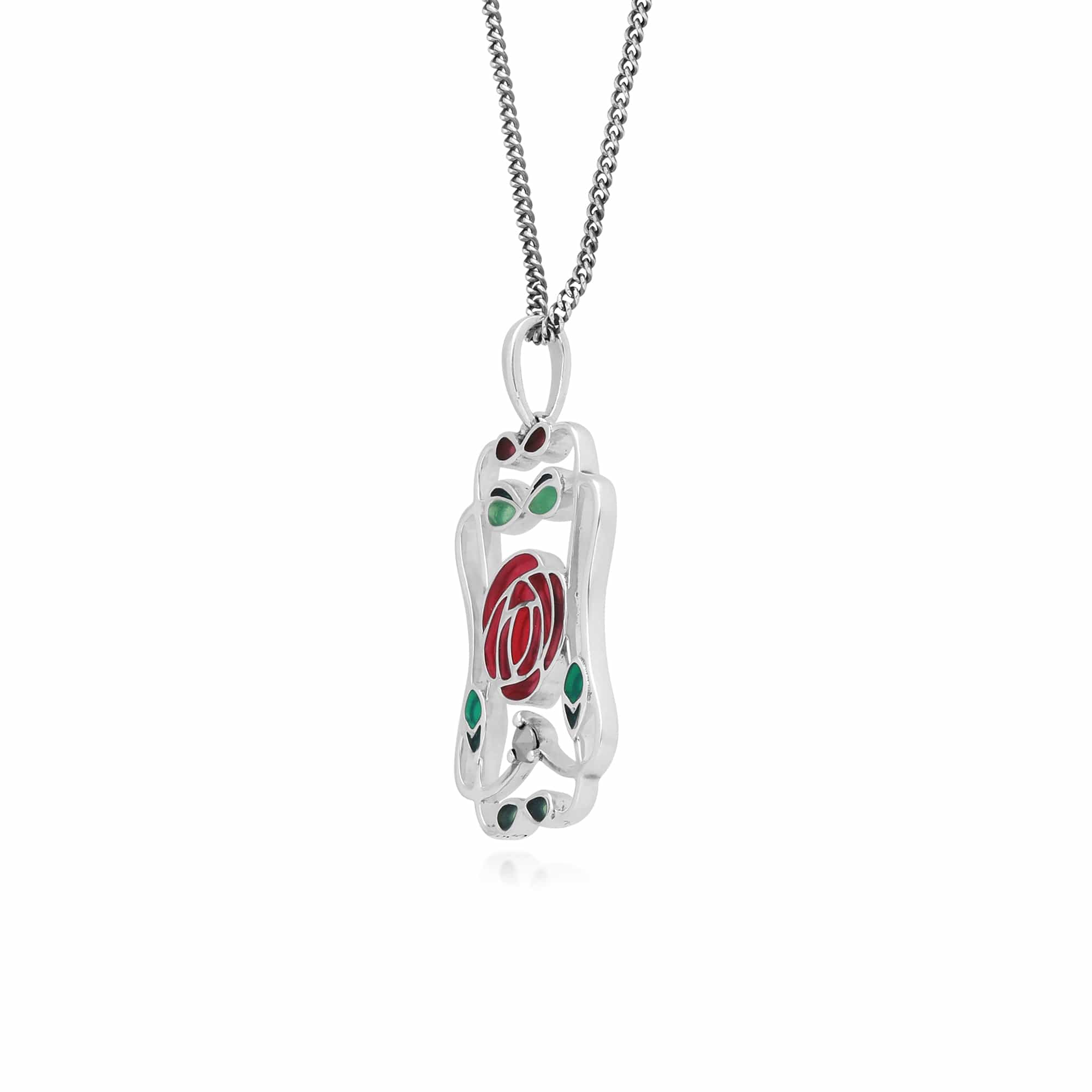 Gemondo Sterling Silver 0.04 Marcasite Rennie Mackintosh Style 45cm Necklace - Gemondo