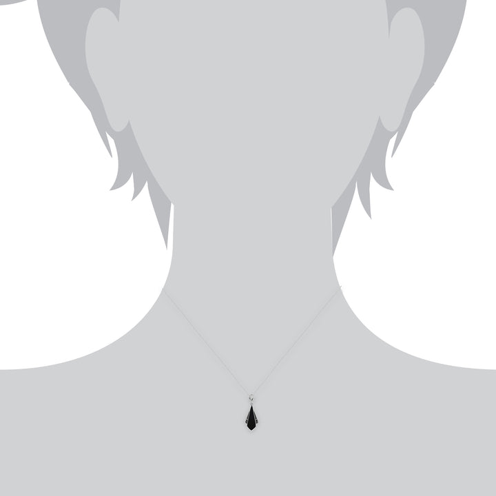 214P296301925 Art Deco Style Black Onyx & Marcasite Fan Drop Pendant in 925 Sterling Silver 3