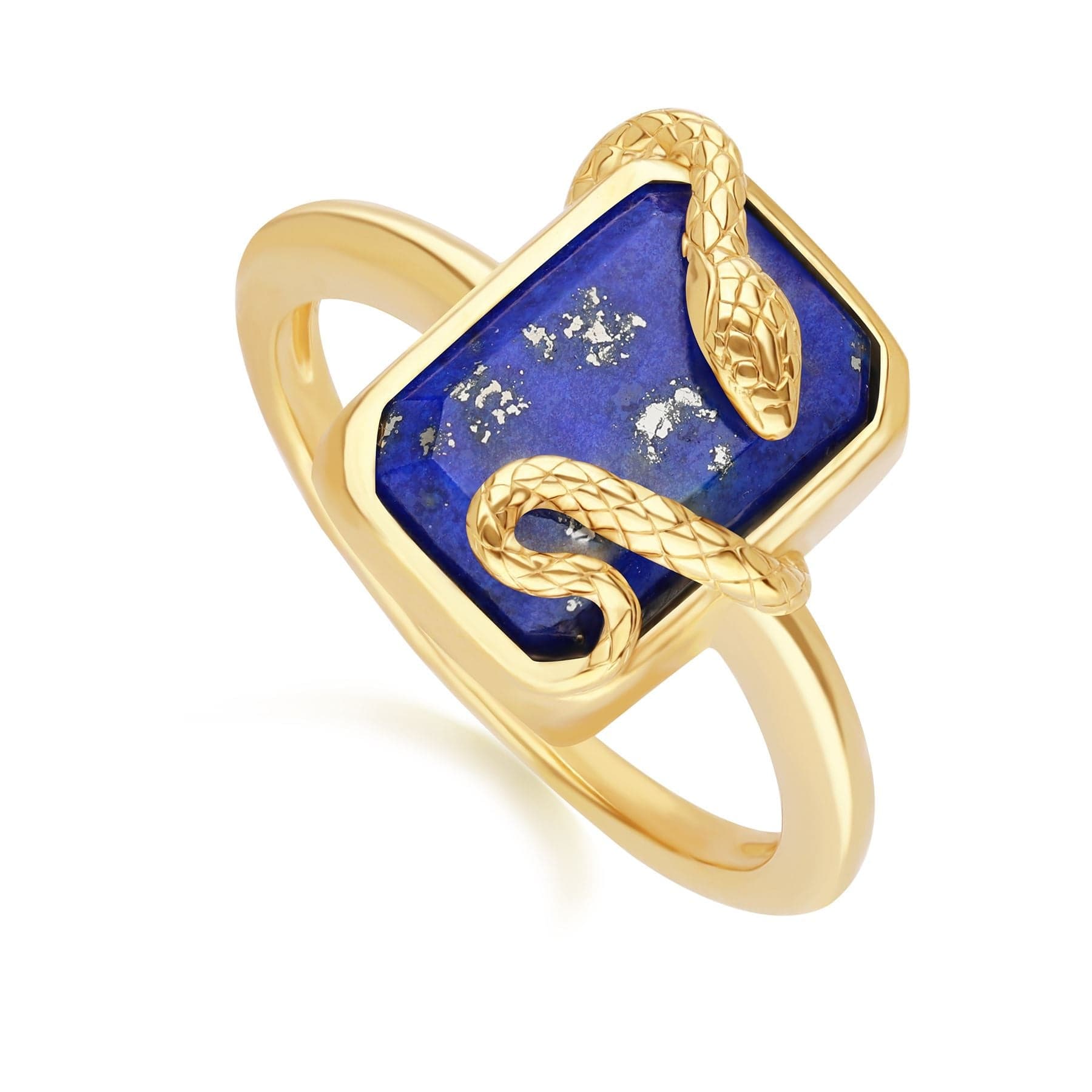 270R065302925 Grand Deco Lapis Lazuli Snake Wrap Ring in Gold Plated Sterling Silver Side