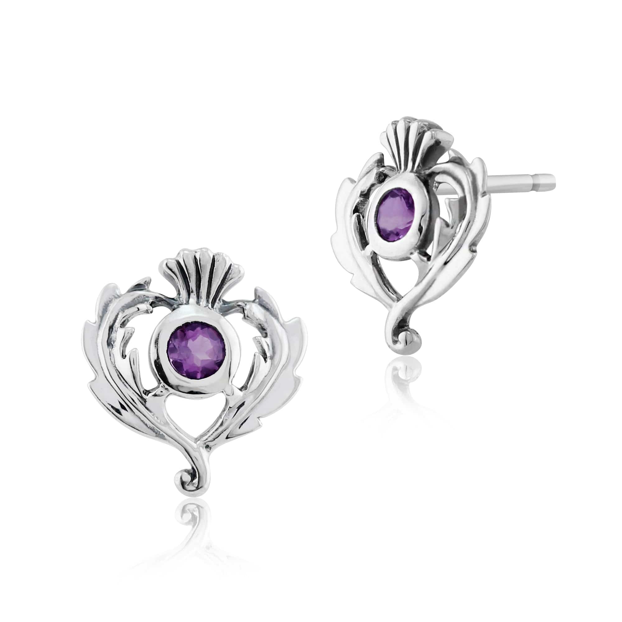 Art Nouveau Sud earring Amethyst Silver