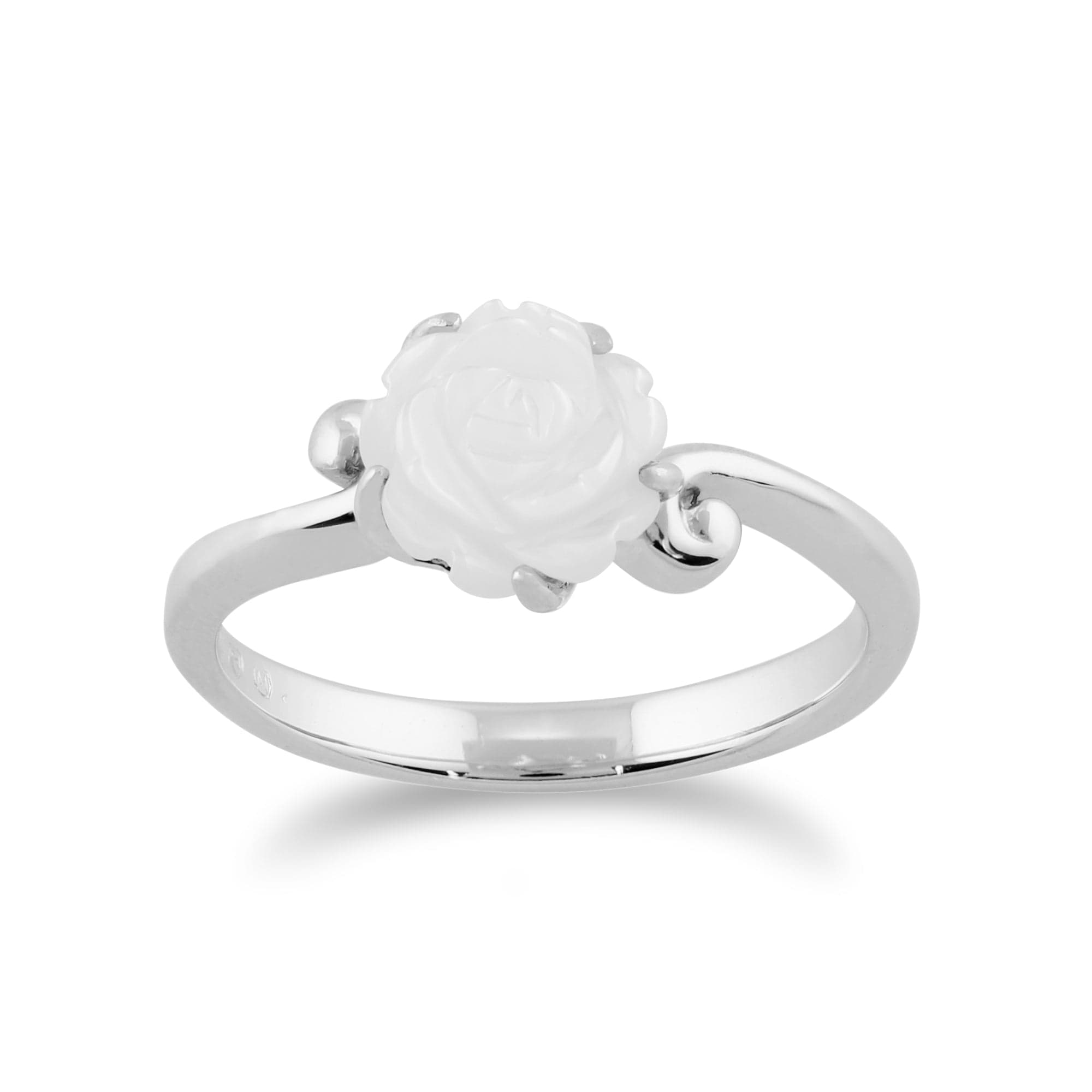 Ring Floral Mother of Pearl Rose Silver