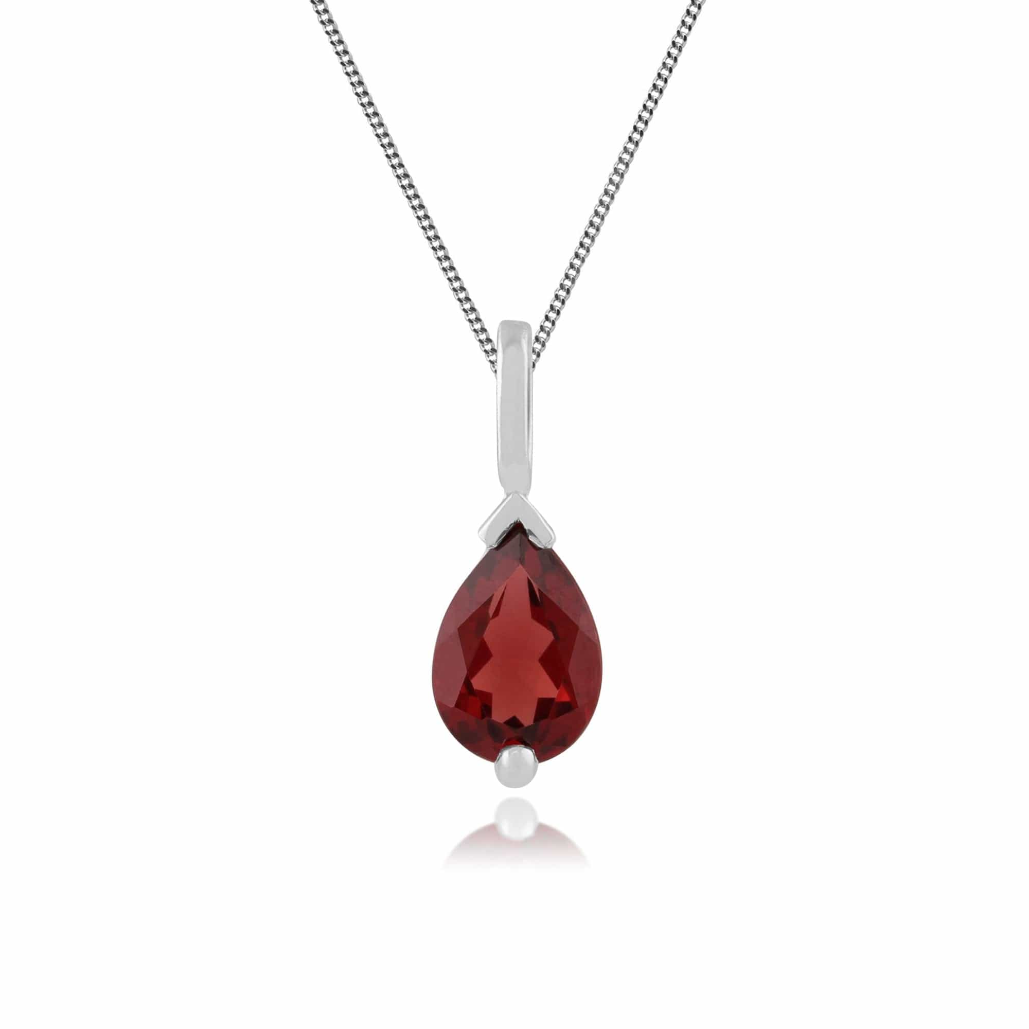 25667 Classic Pear Garnet Pendant in 9ct White Gold 1