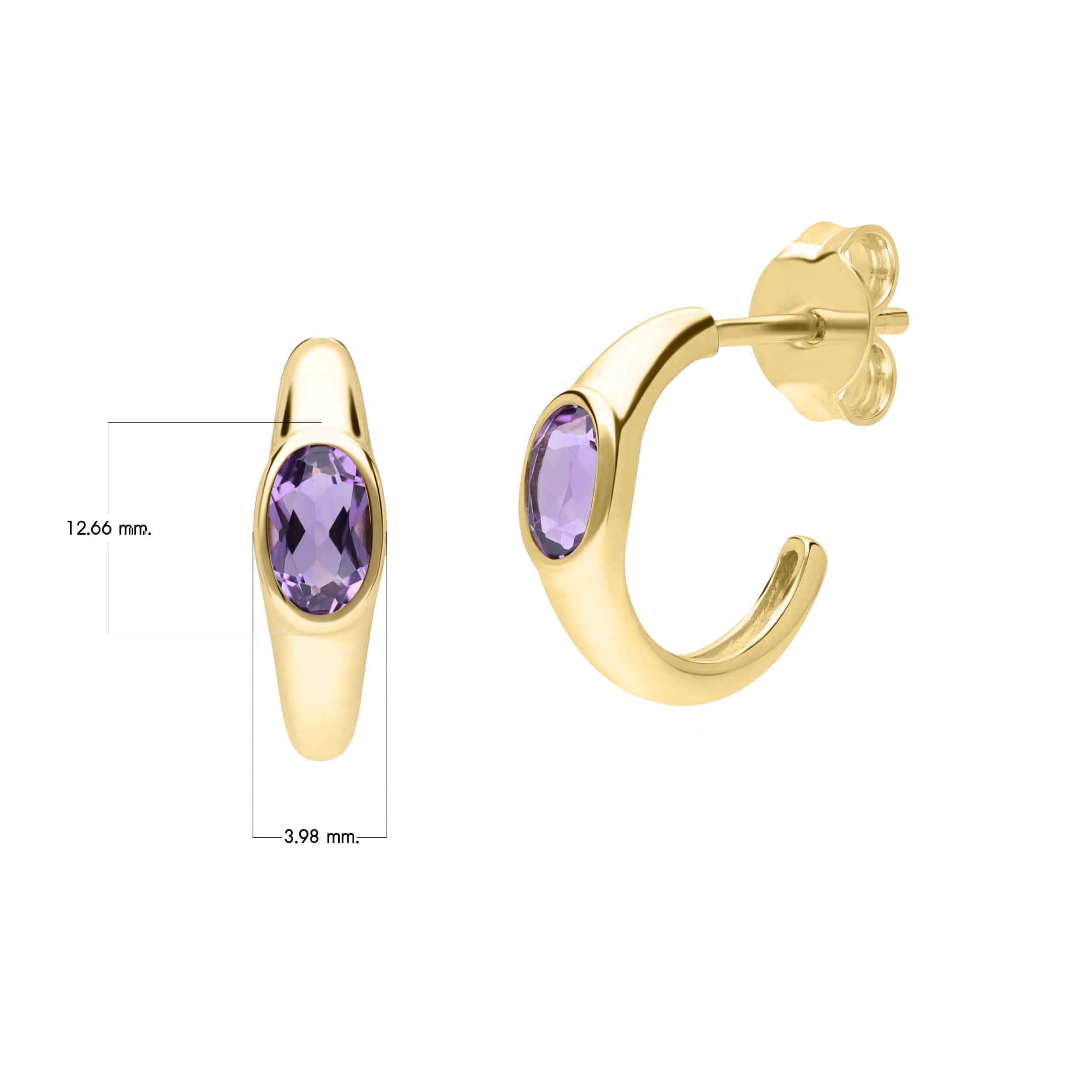 270E036702925 Modern Classic Oval Amethyst Stud Earrings in 18ct Gold Plated Silver 4