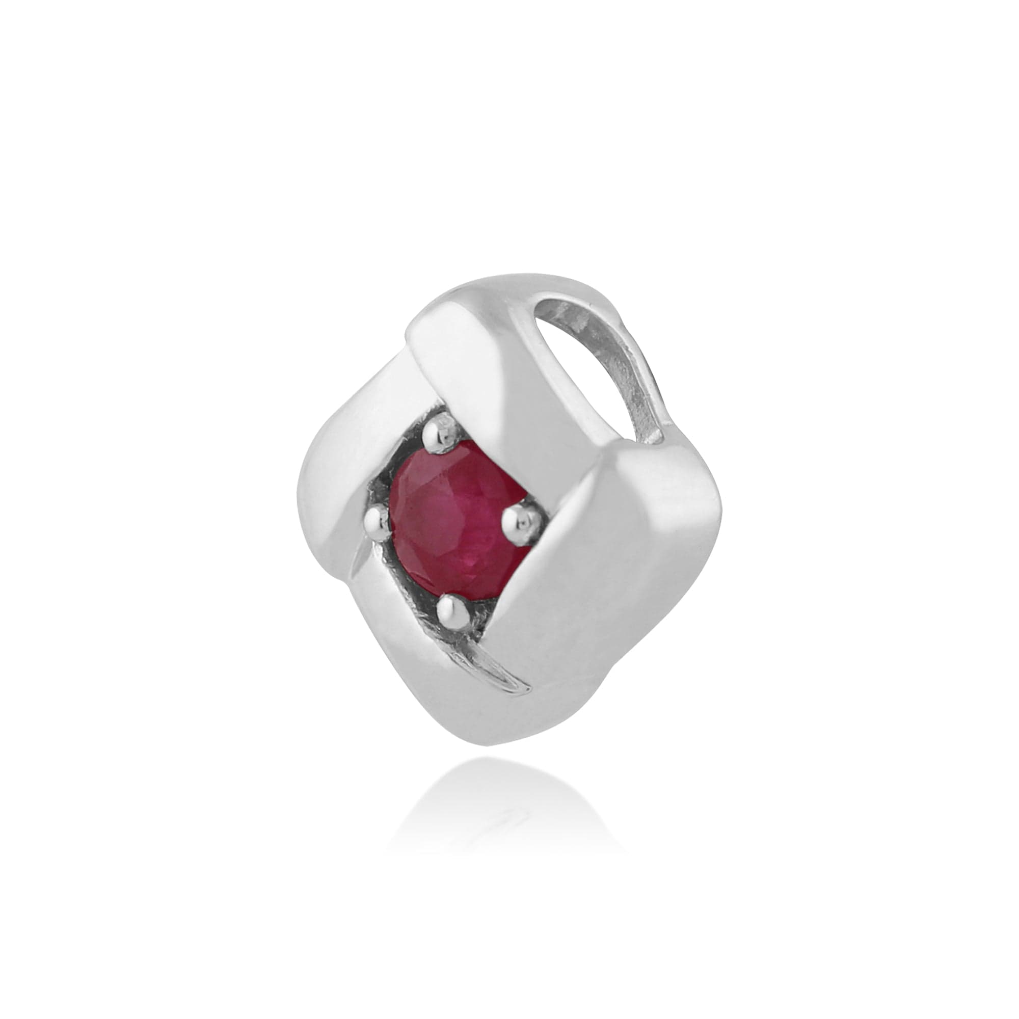 Ruby square crossover pendant in sterling silver without chain