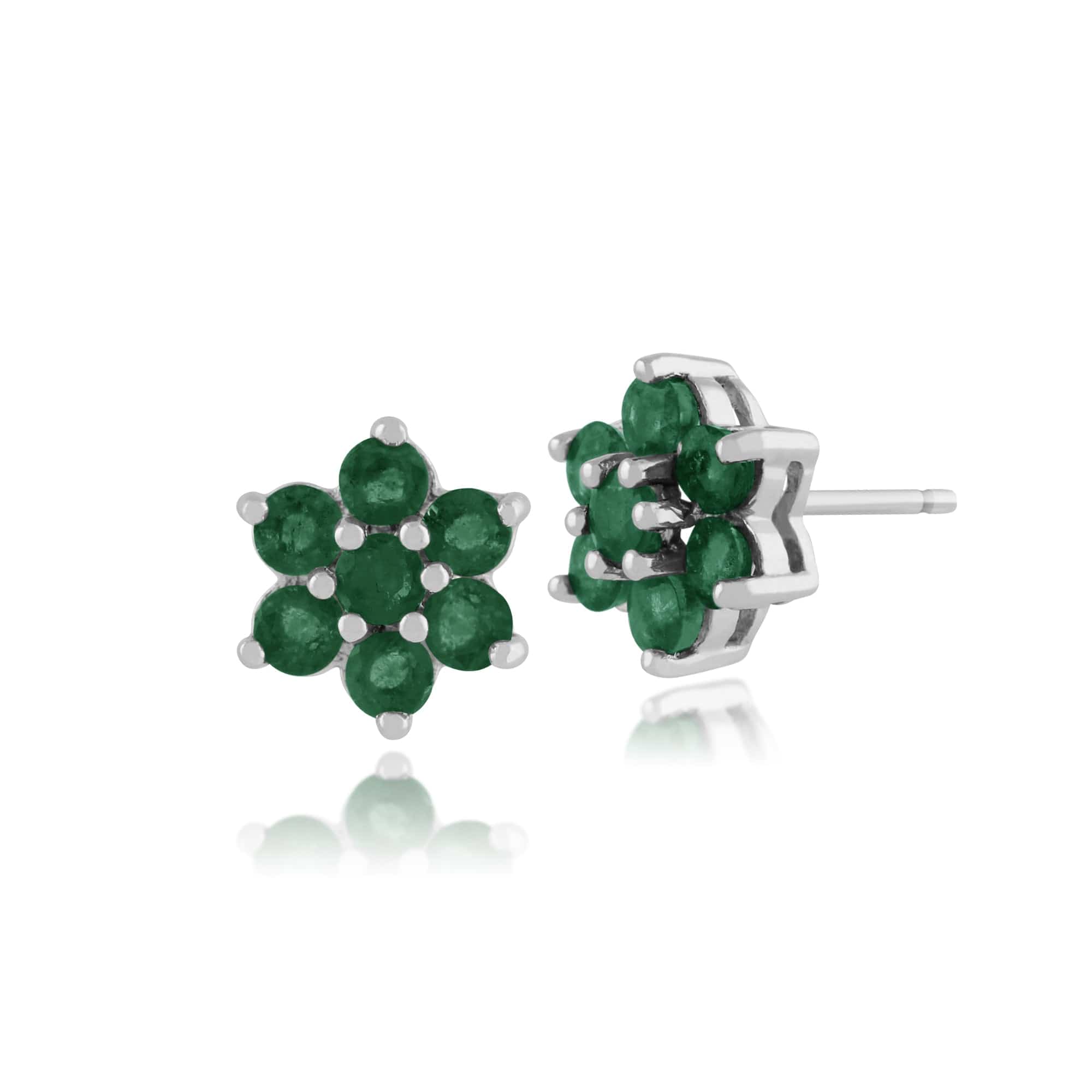 Floral Emerald Cluster Stud Earrings & Pendant Set Image 2