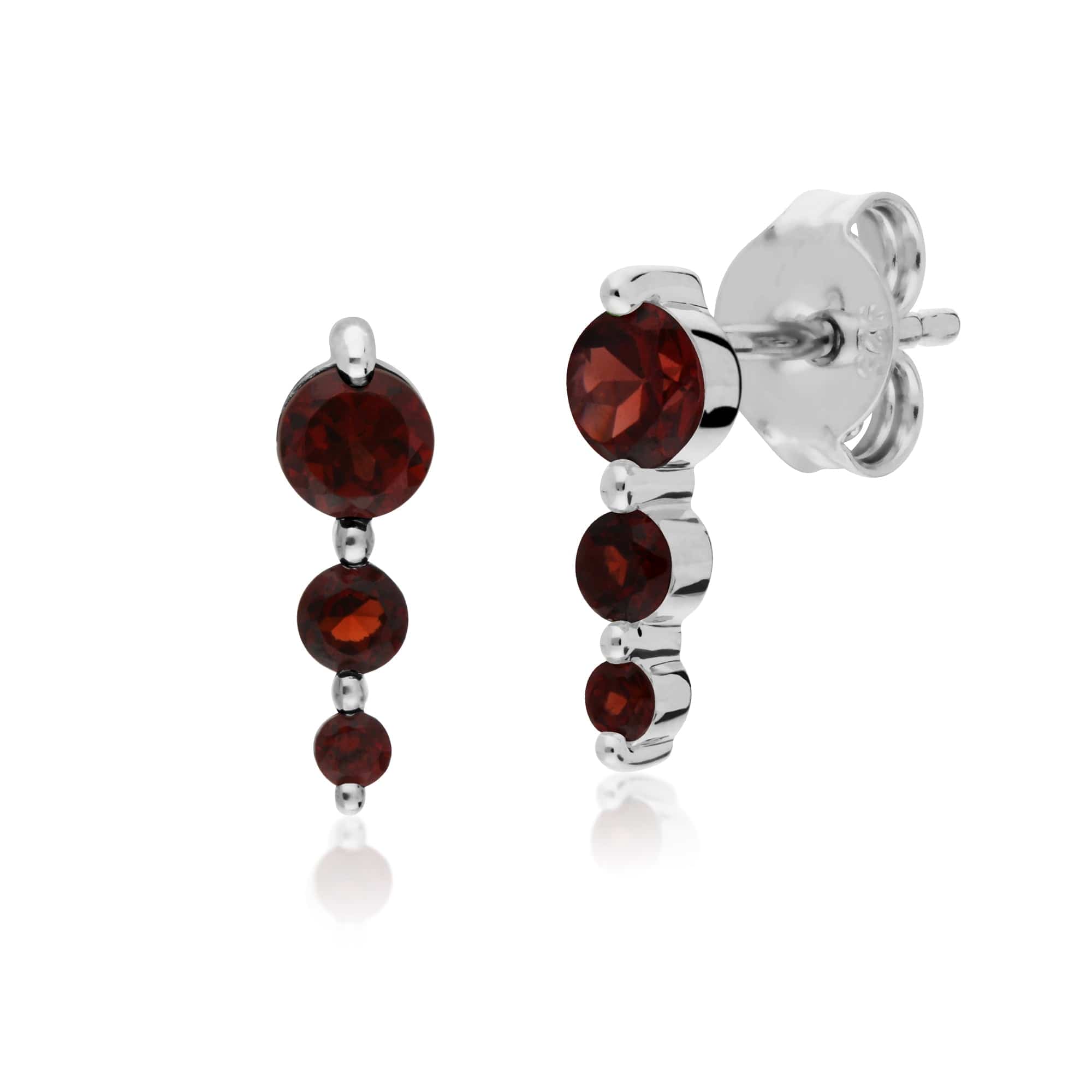 270E025502925-270R056002925 Classic Round Garnet Three Stone Gradient Earrings & Ring Set in 925 Sterling Silver 2