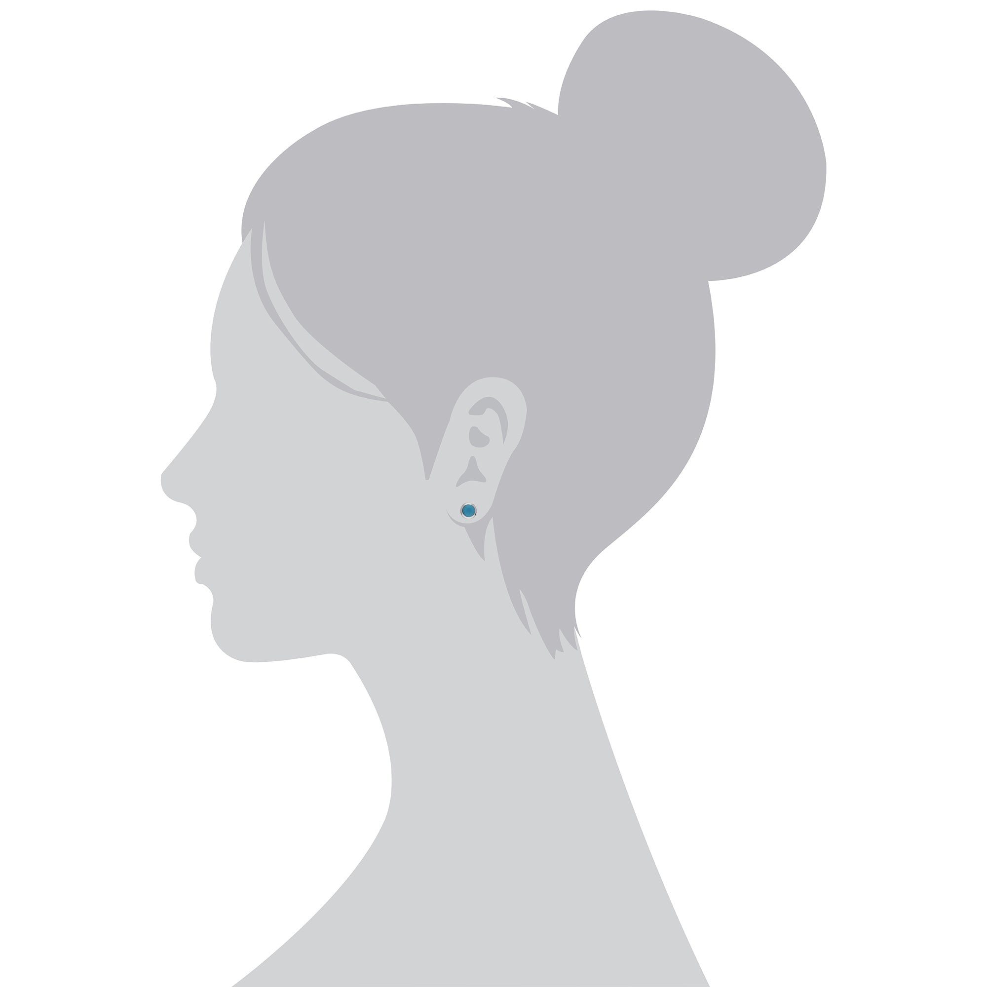 Gemondo Sterling Silver Simple Turquoise Bezel Round Stud Earrings - Gemondo