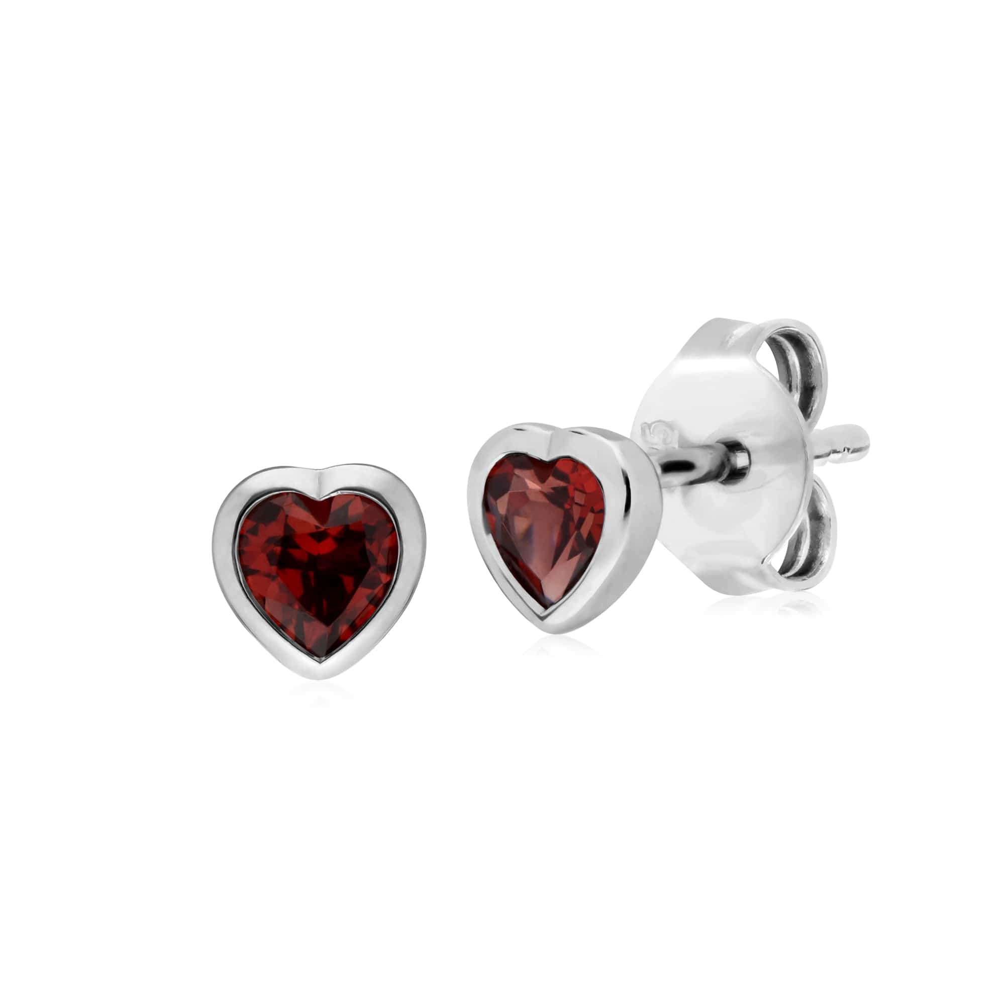270E026103925-270P028703925 Classic Heart Garnet Stud Earrings & Pendant Set in 925 Sterling Silver 2