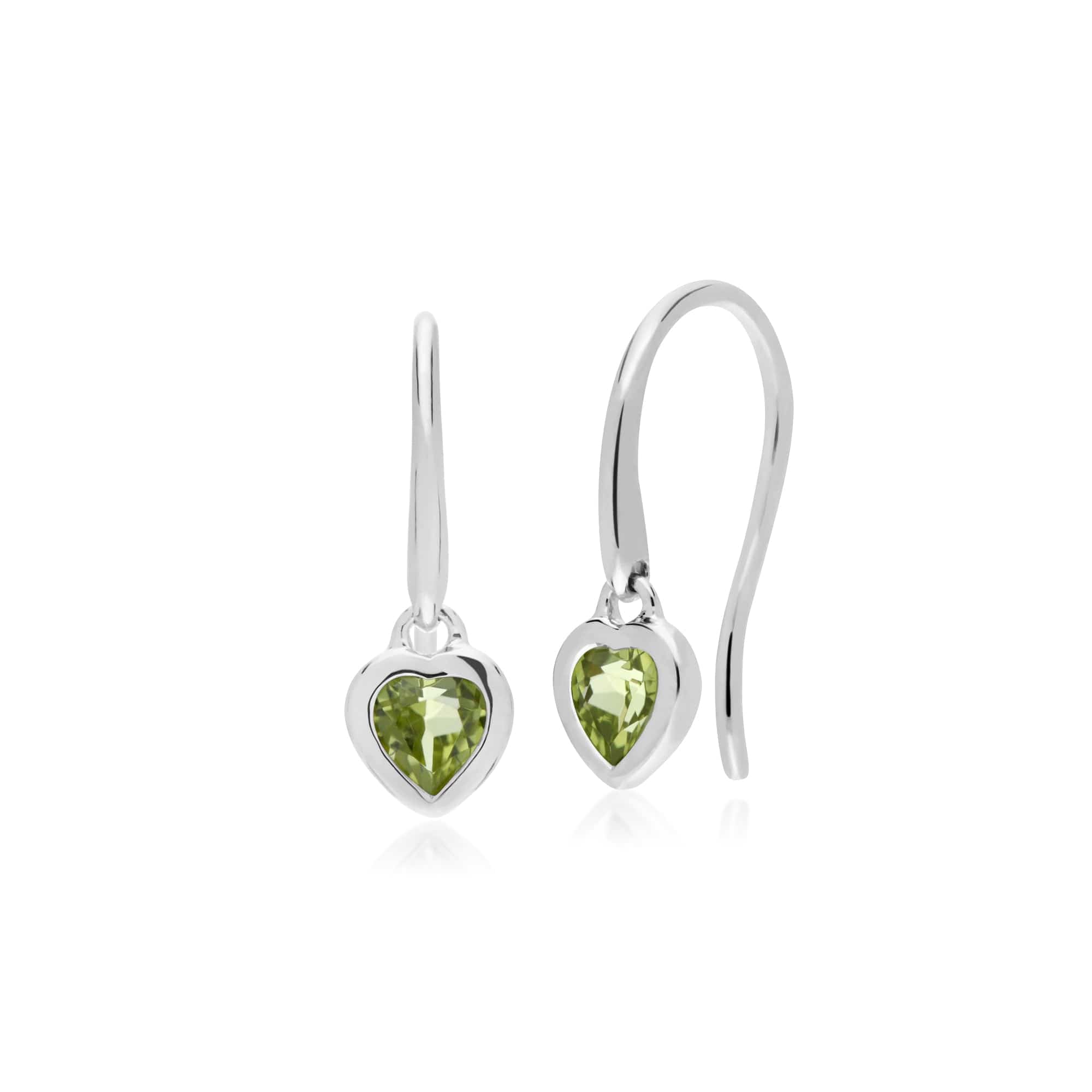 Essential Heart Shaped Peridot Drop Earrings in 925 Sterling Silver - Gemondo