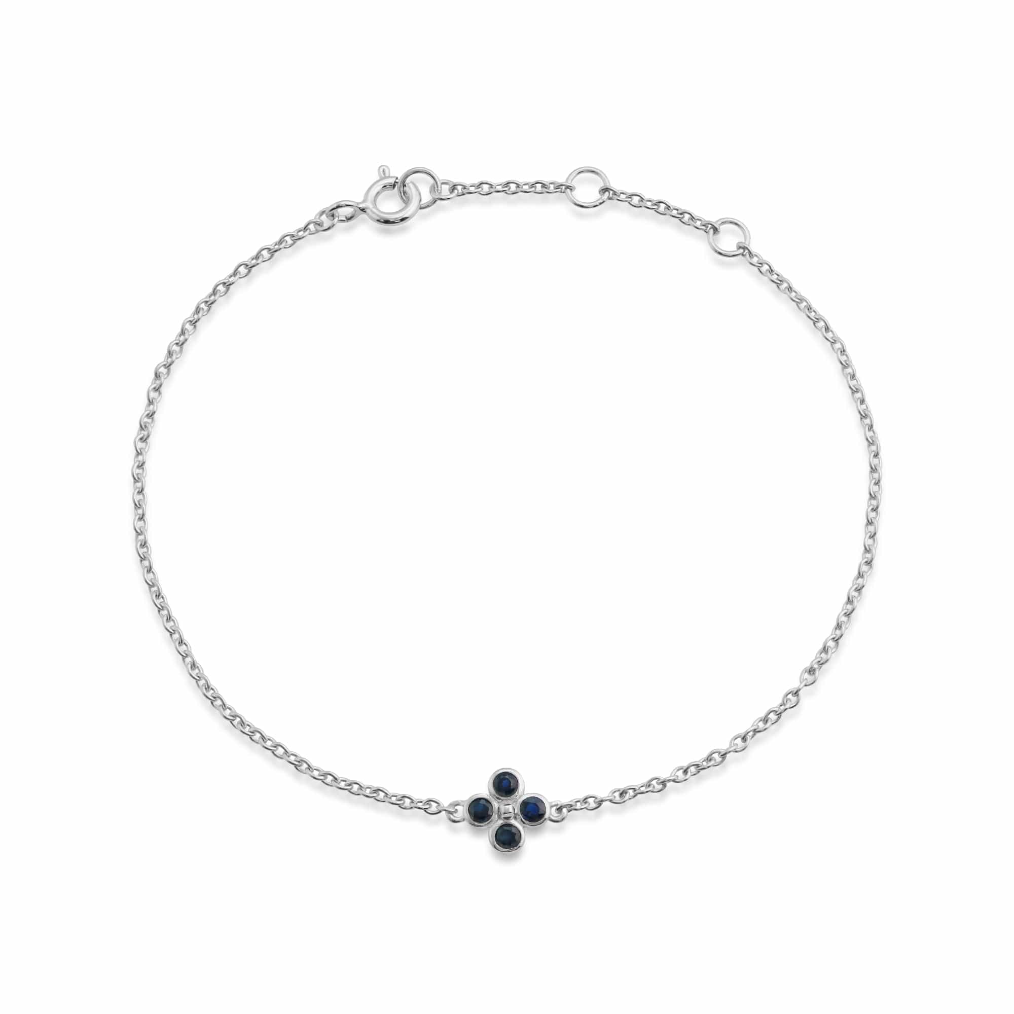 Floral Sapphire Bezel Set Clover Bracelet 