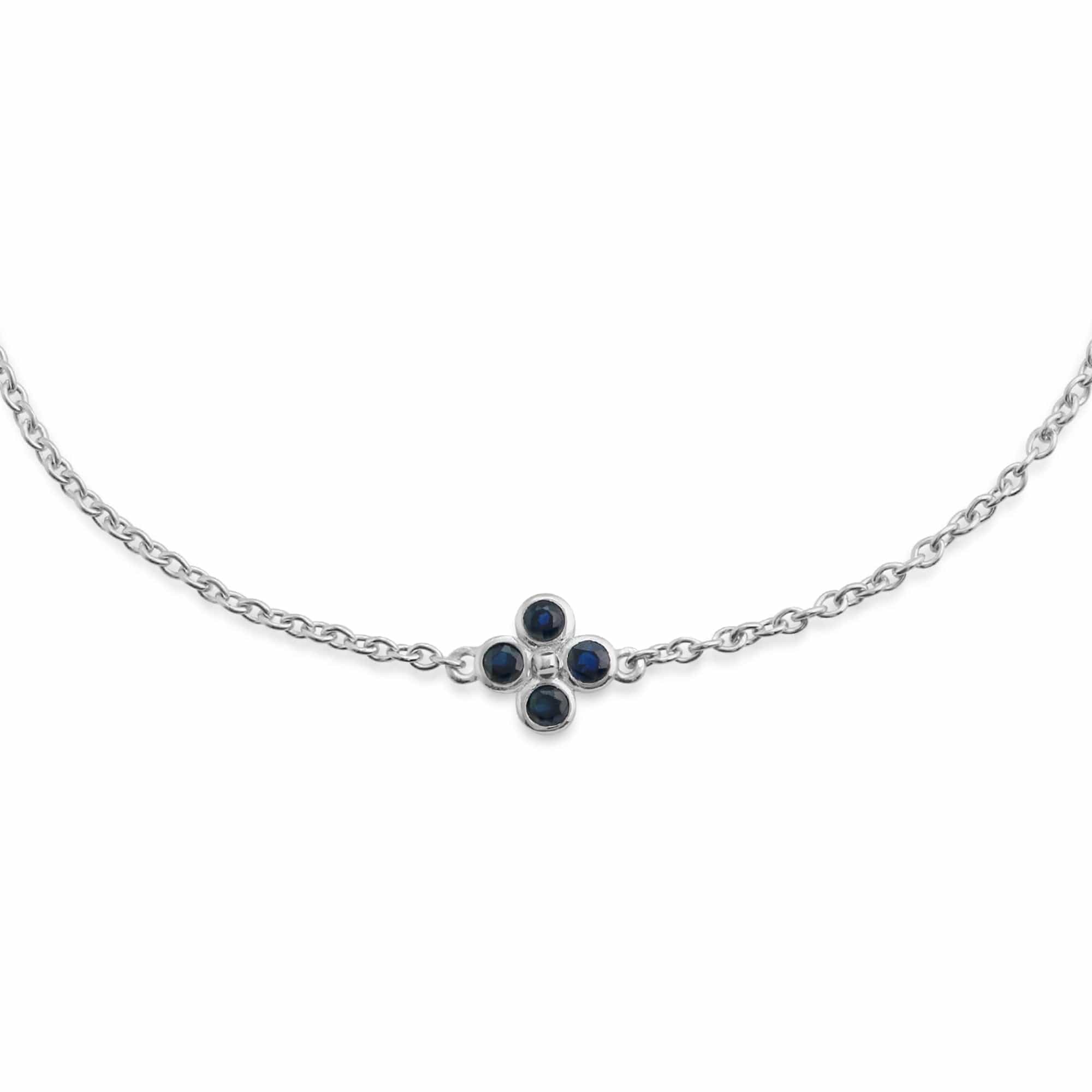 Floral Sapphire Bezel Set Clover Bracelet 