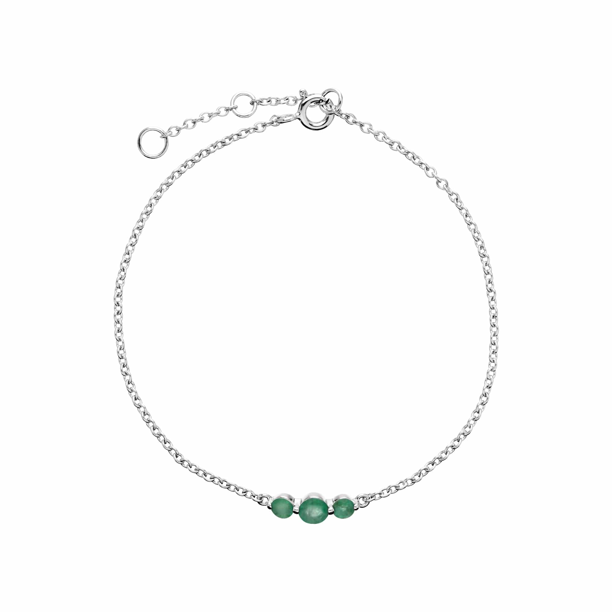 Classic Round Emerald Three Stone Gradient Bracelet in 925 Sterling Silver - Gemondo