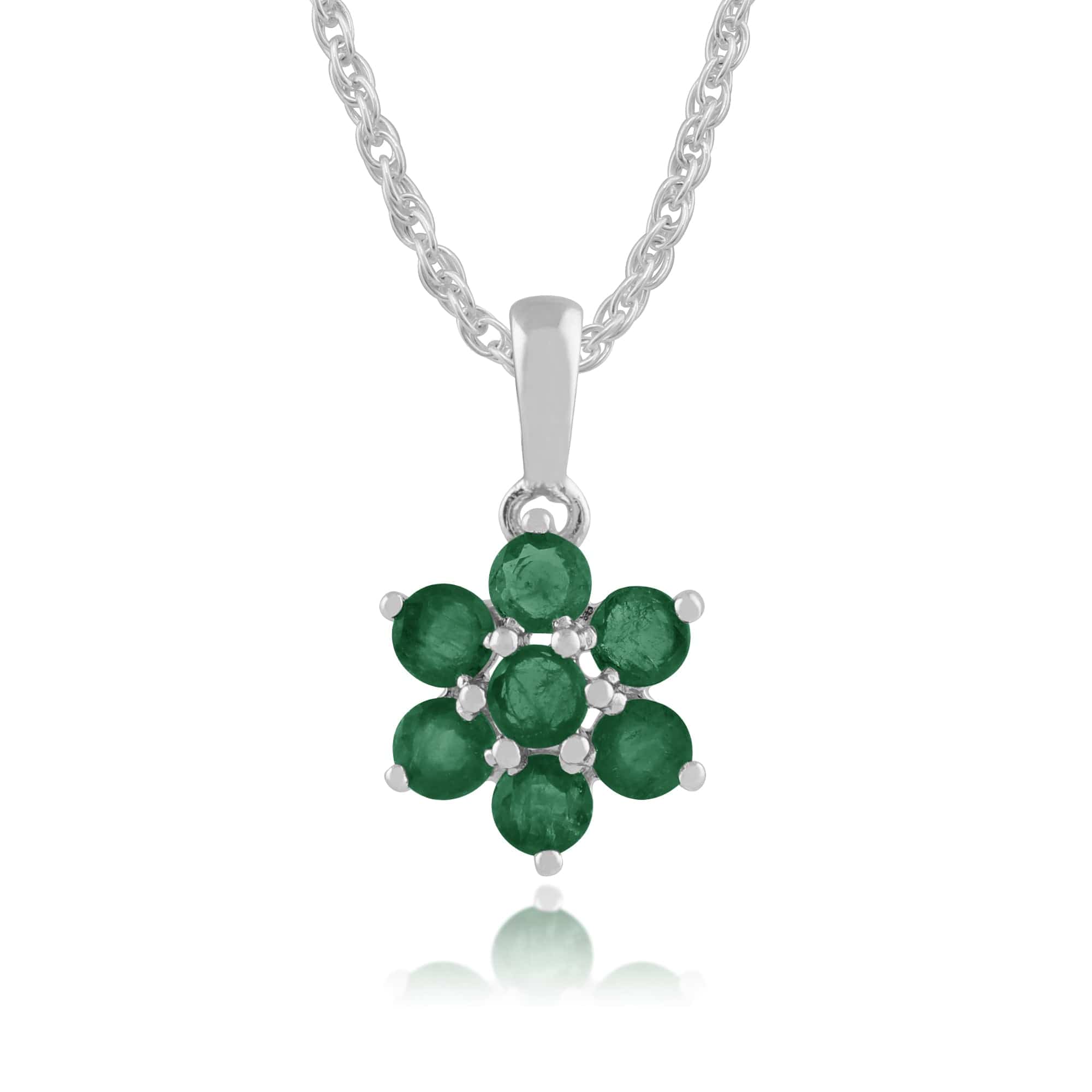 Floral Emerald Cluster Stud Earrings & Pendant Set Image 4
