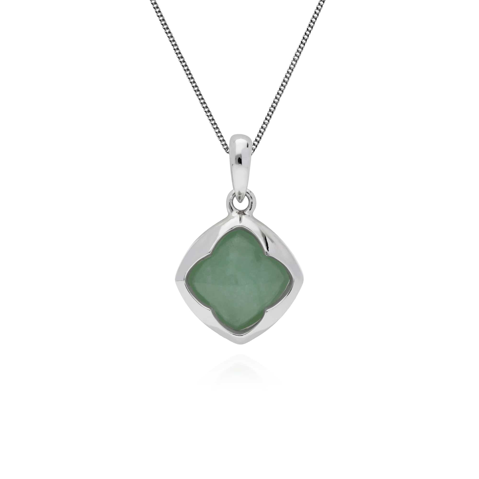 Gemondo Sterling Silver Cushion Jade Pendant on 45cm Chain - Gemondo
