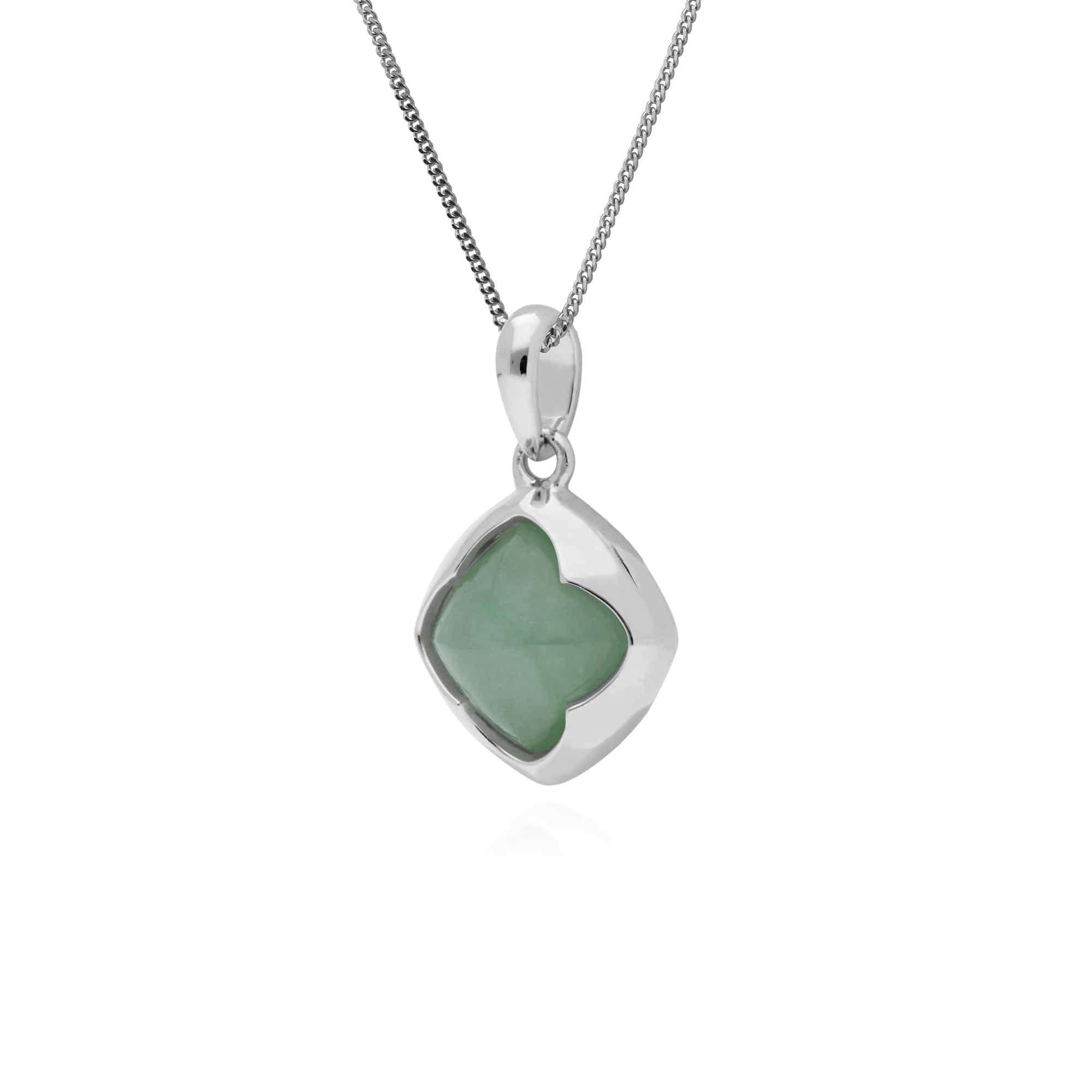 Gemondo Sterling Silver Cushion Jade Pendant on 45cm Chain - Gemondo