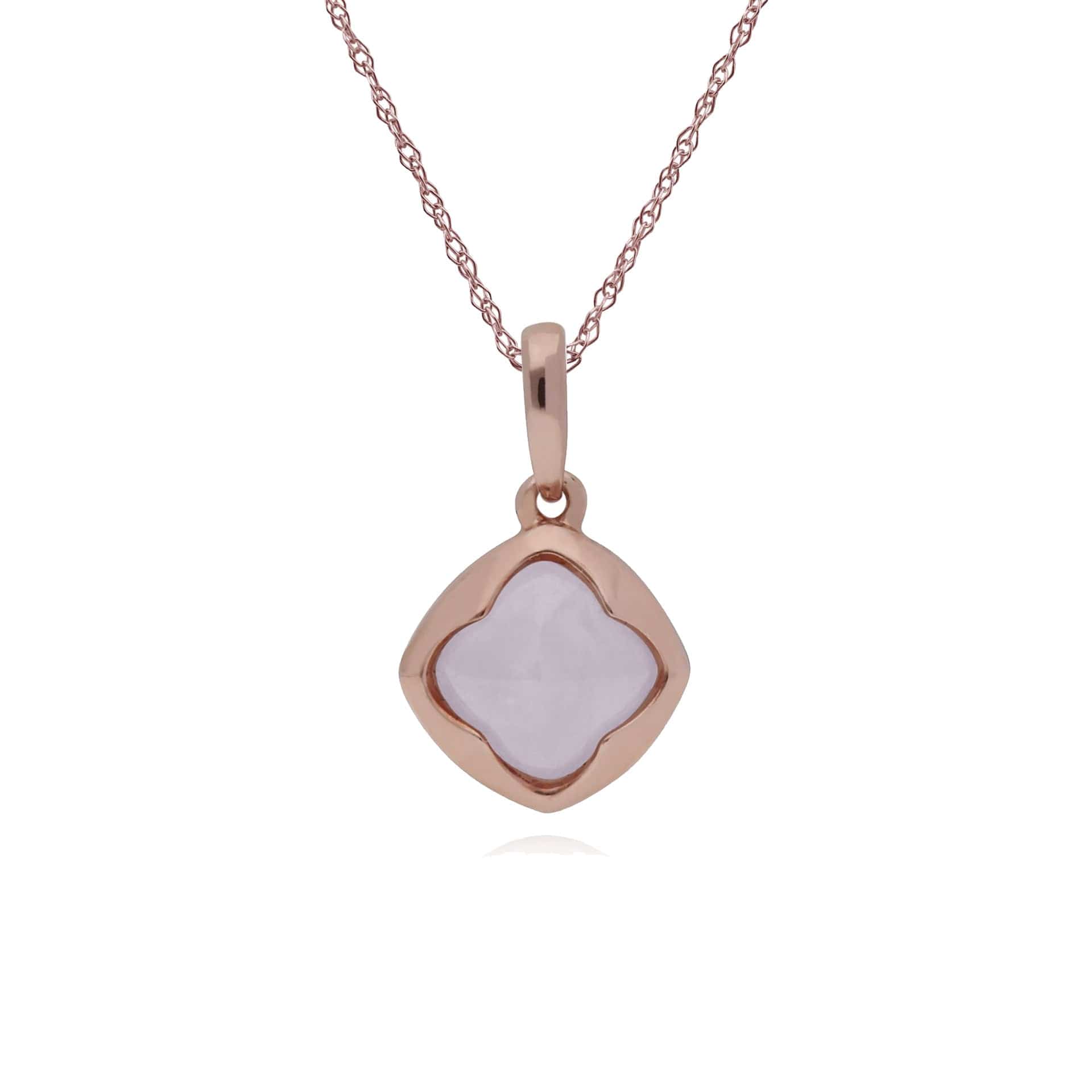 Gemondo Rose Gold Plated Sterling Silver Cushion Rose Quartz 45cm Necklace - Gemondo