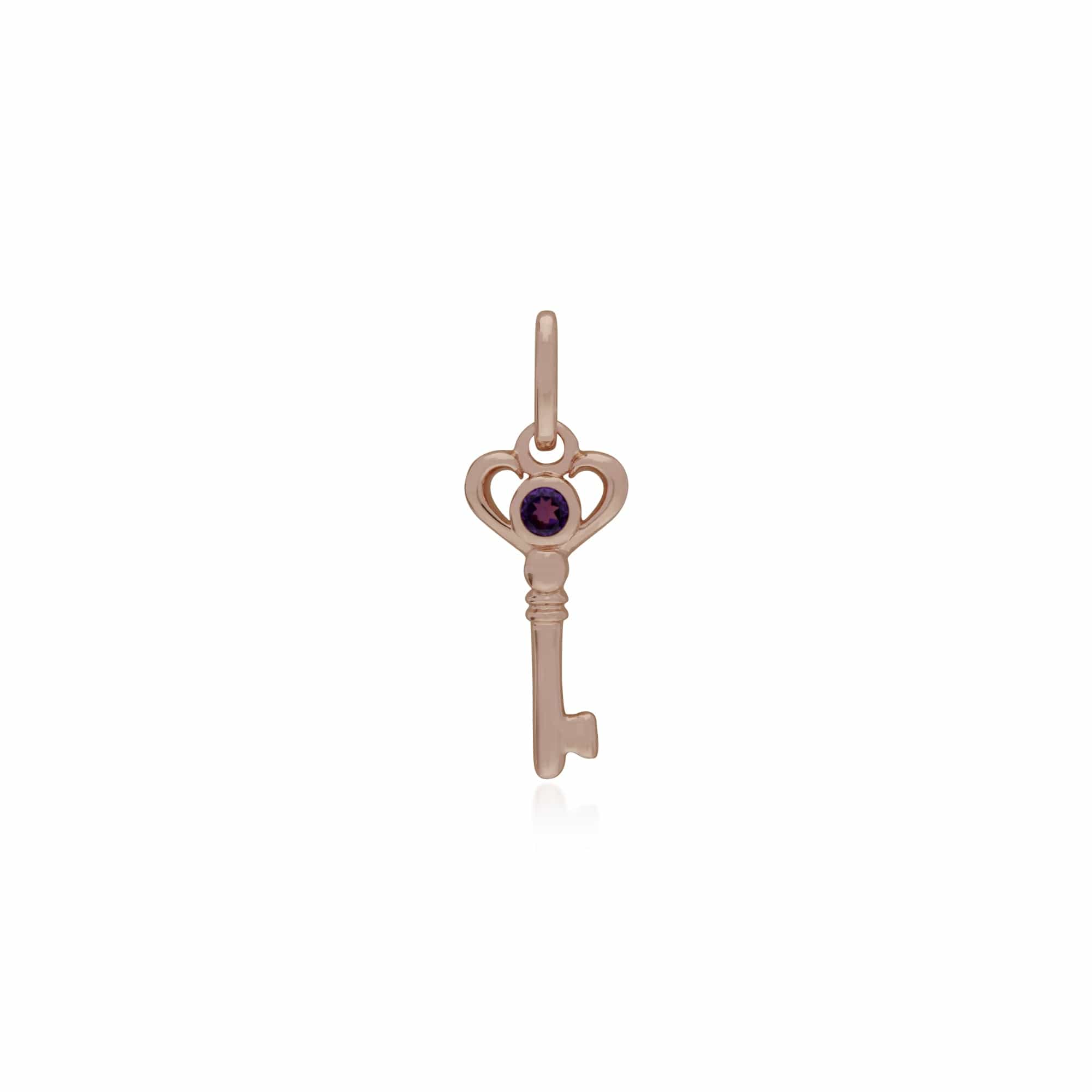 Gemondo Rose Gold Plated Sterling Silver Amethyst Small Key Charm