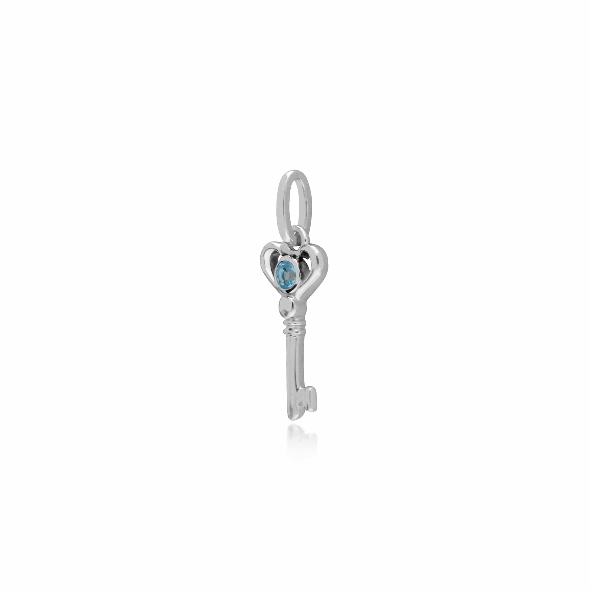 Gemondo Sterling Silver Blue Topaz Small Key Charm - Gemondo