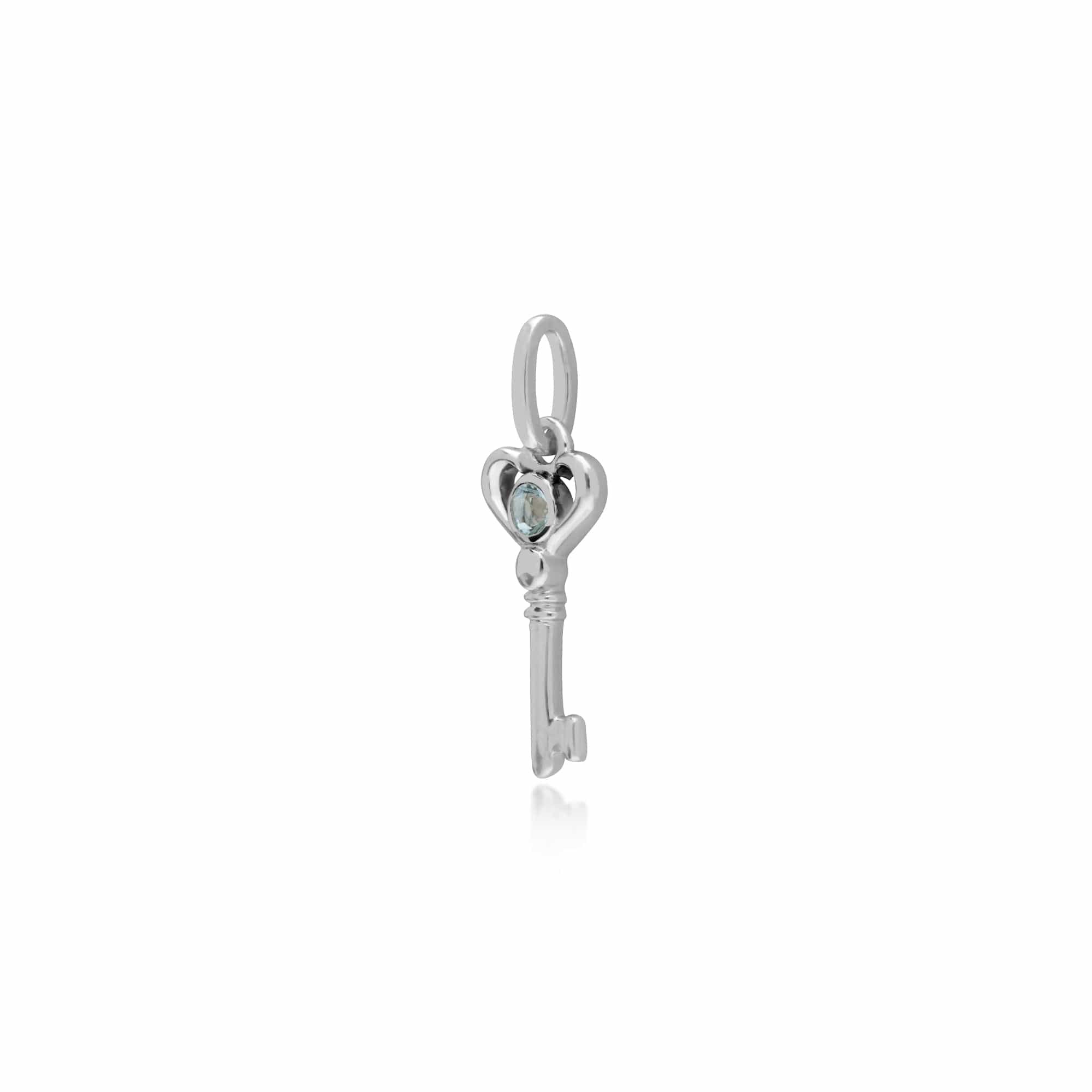 Gemondo Sterling Silver Aquamarine Small Key Charm - Gemondo