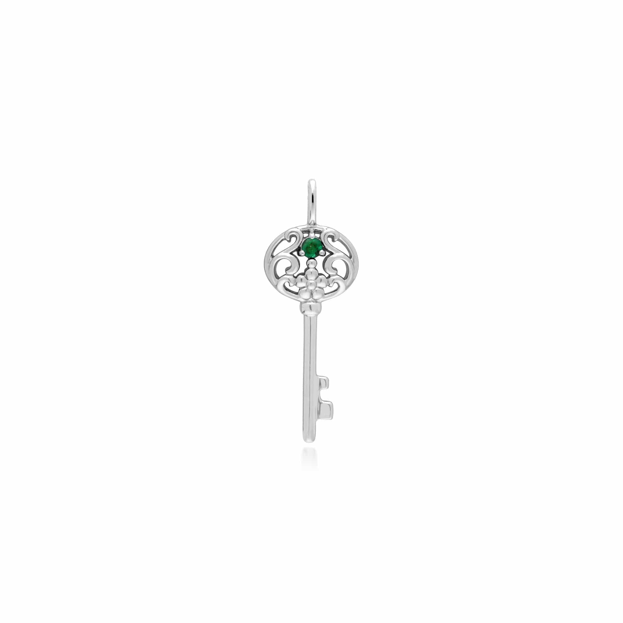 270P026807925-270P027001925 Classic Heart Lock Pendant & Emerald Big Key Charm in 925 Sterling Silver 2