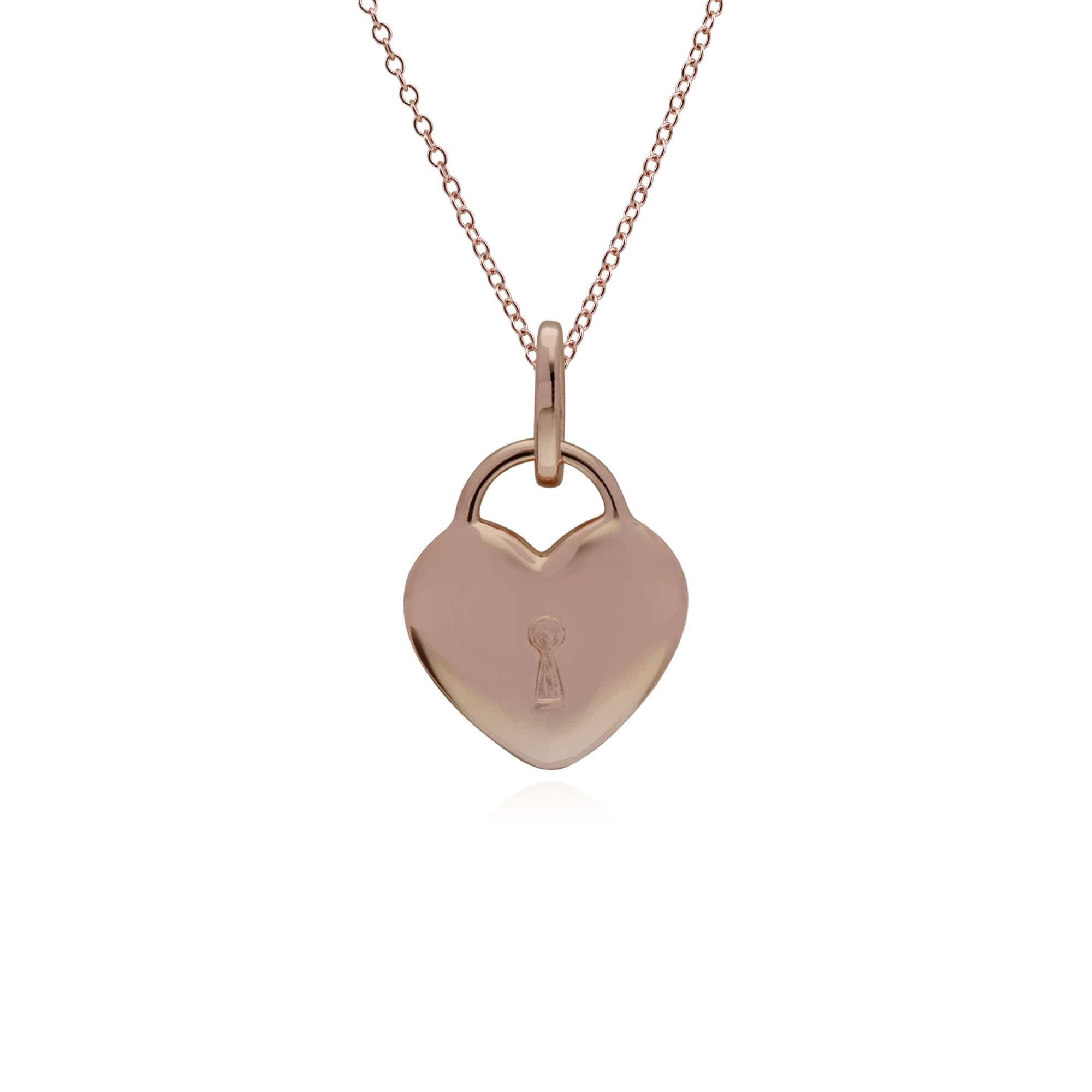 270P027308925-270P026901925 Classic Heart Lock Pendant & Clear Topaz Charm in Rose Gold Plated 925 Sterling Silver 3