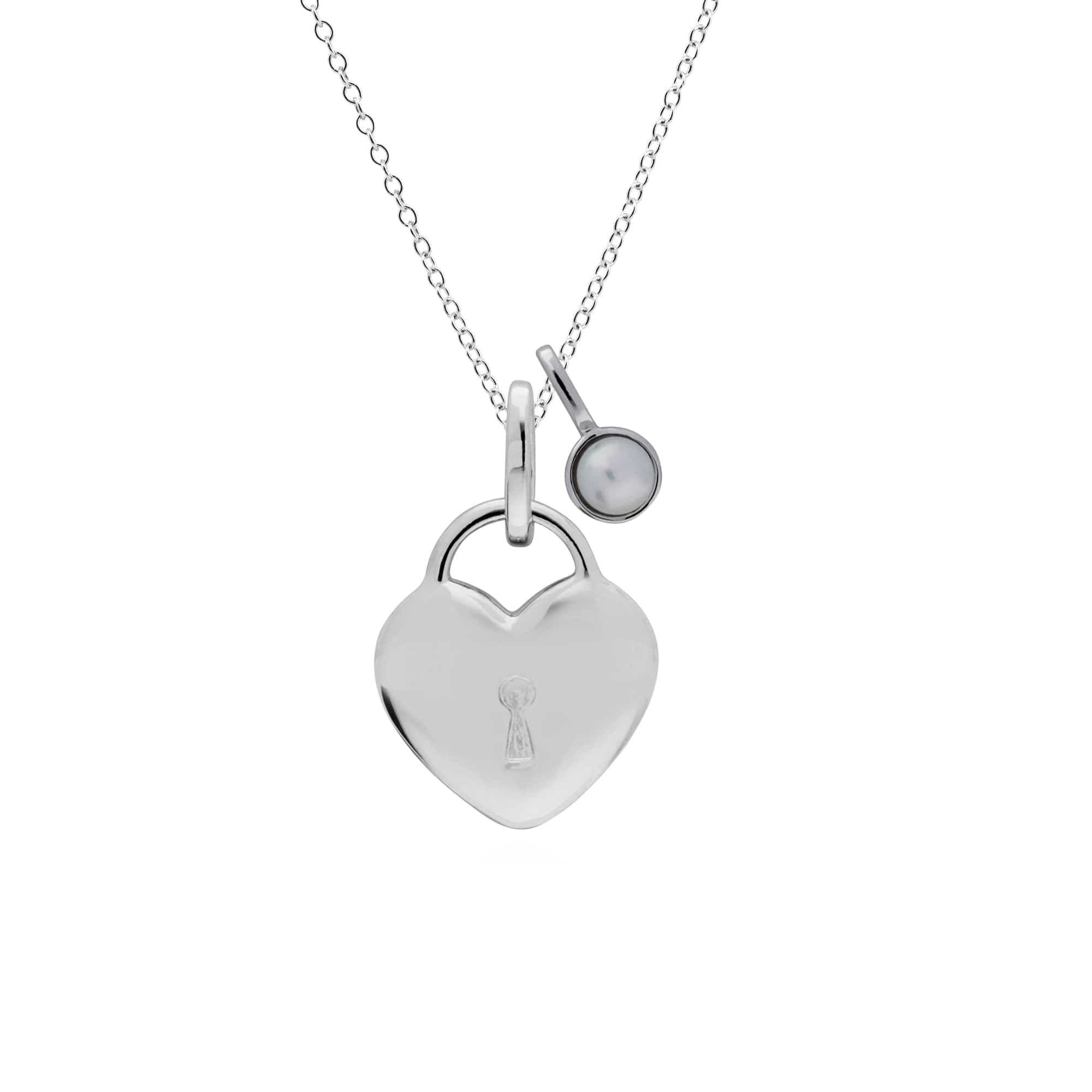270P025801925-270P027001925 Classic Heart Lock Pendant & Pearl Charm in 925 Sterling Silver 1