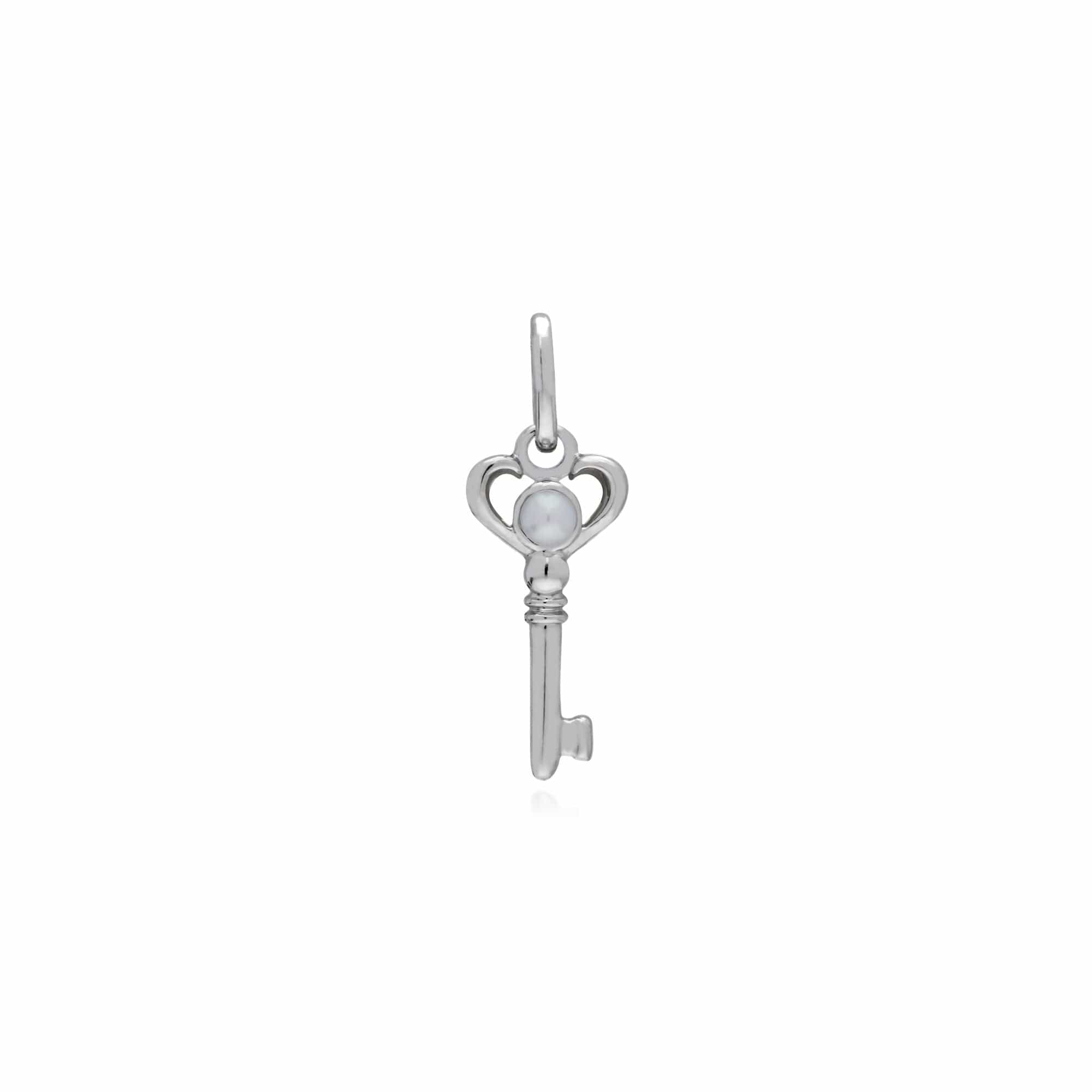 270P027201925-270P027001925 Classic Heart Lock Pendant & Pearl Key Charm in 925 Sterling Silver 2