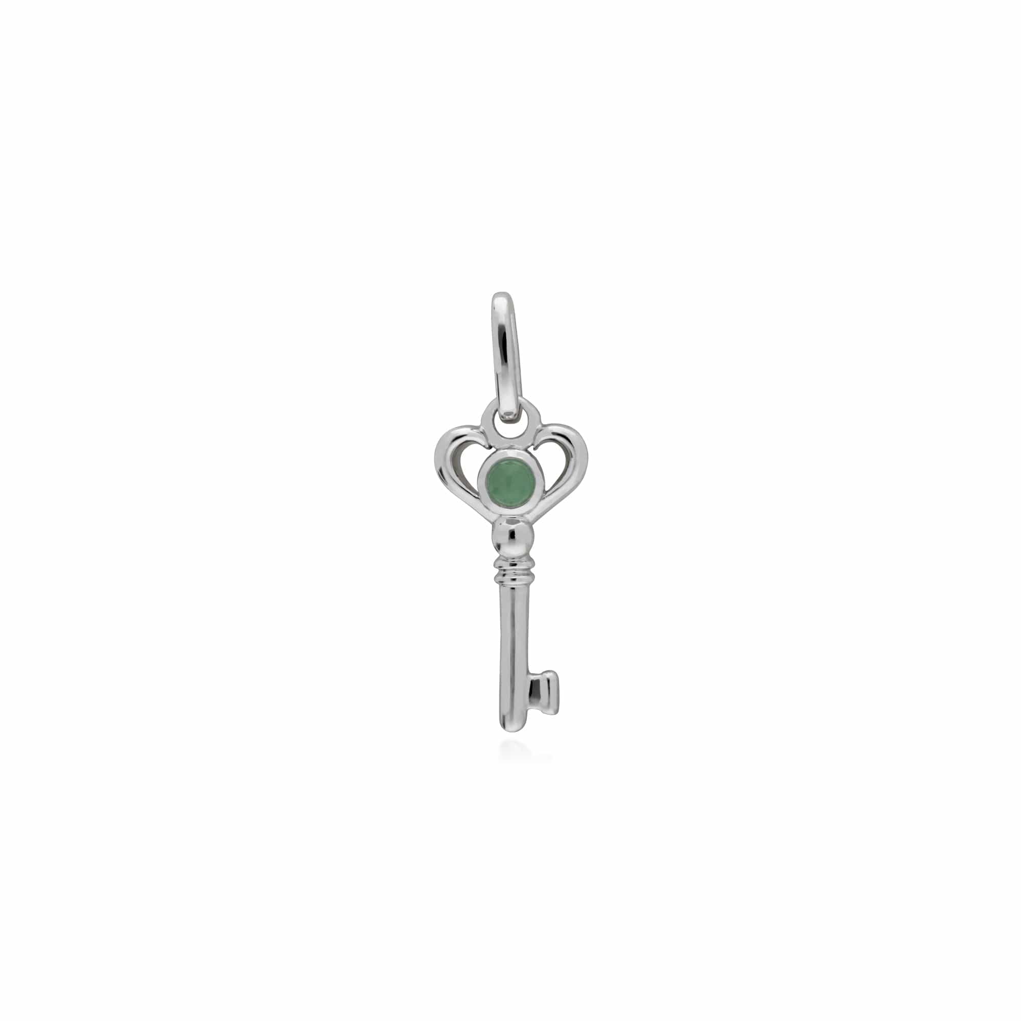 Gemondo Sterling Silver Jade Small Key Charm - Gemondo
