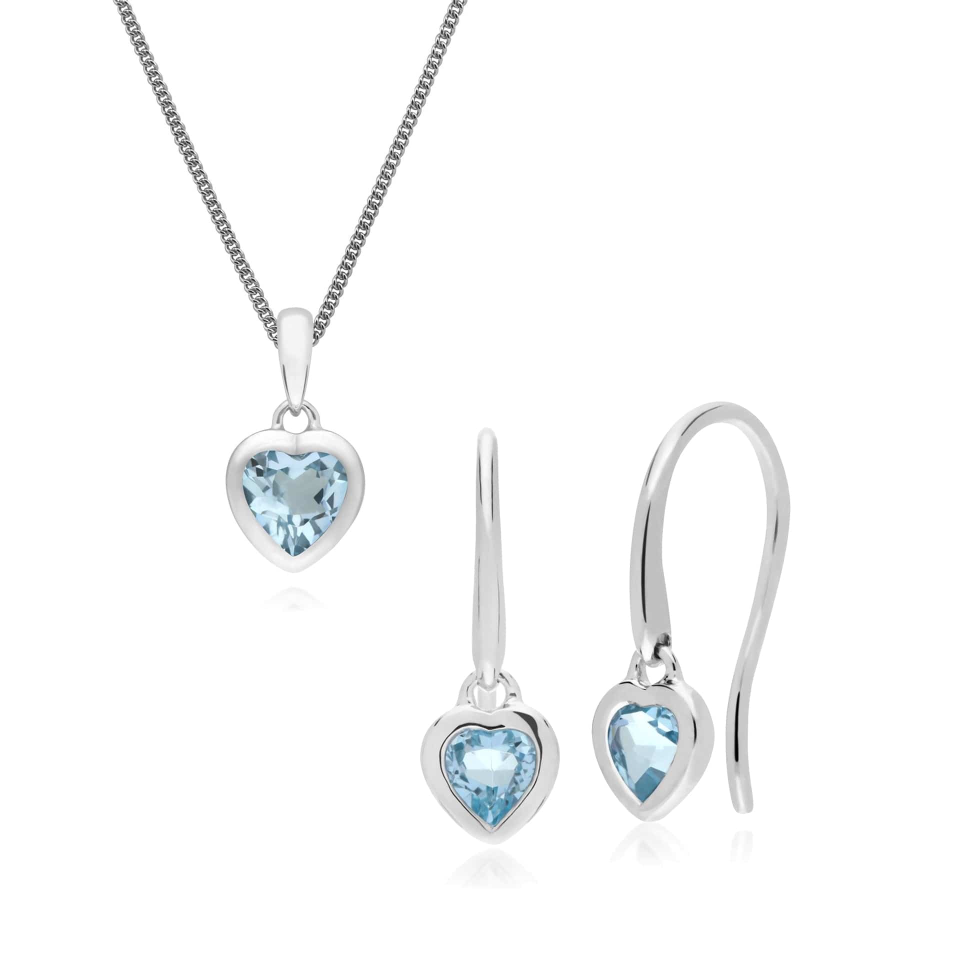 270E026202925-270P028702925 Classic Heart Blue Topaz Drop Earrings & Pendant Set in 925 Sterling Silver 1
