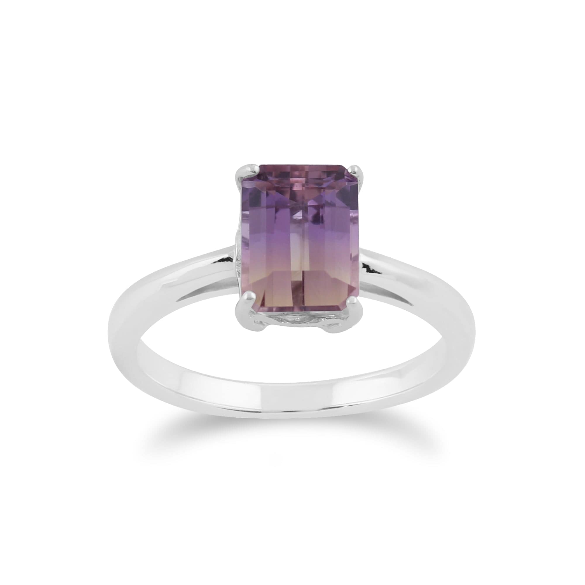 Classic Baguette Ametrine Claw Set Stud Earrings & Ring Set in 925 Sterling Silver - Gemondo