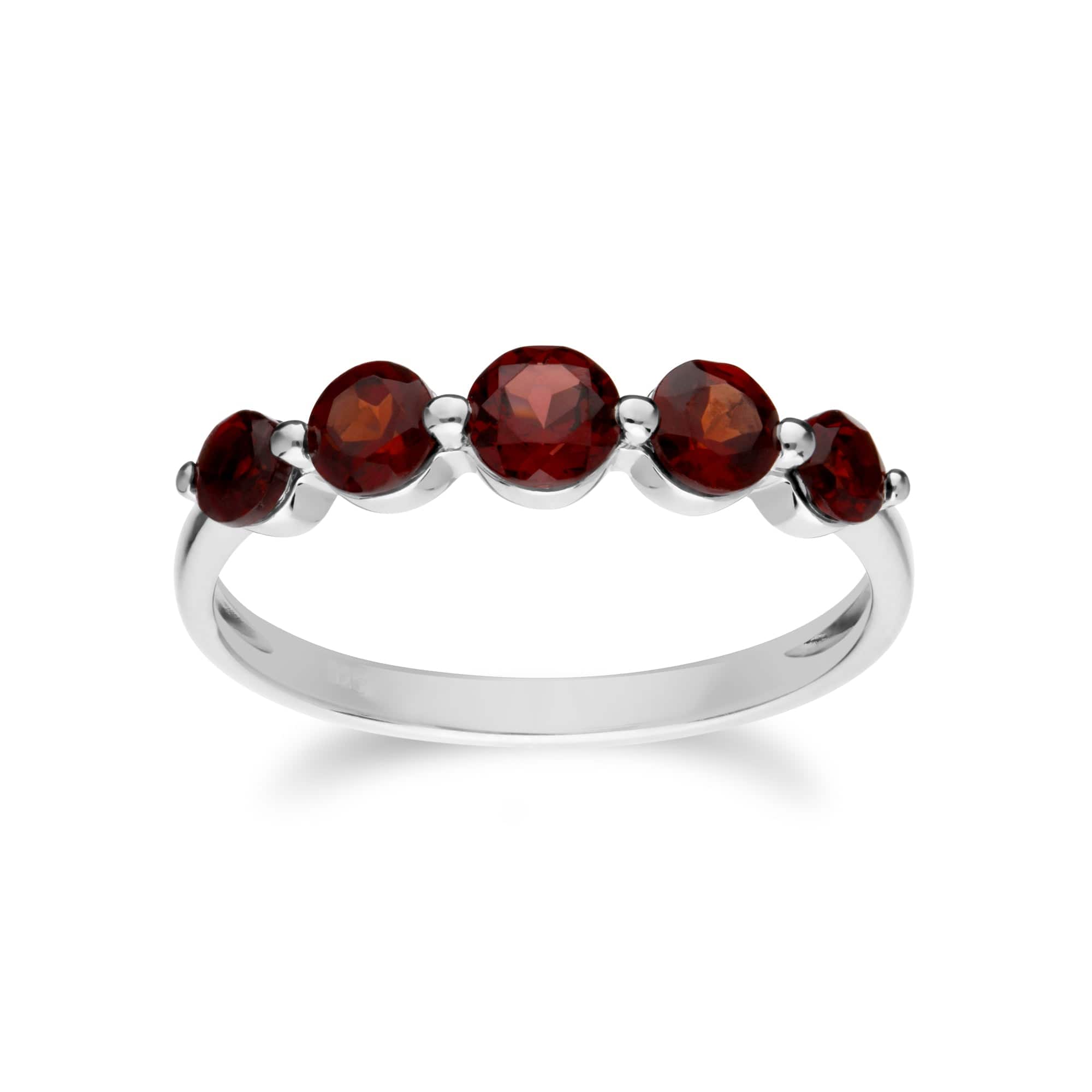 270E025502925-270R055902925 Classic Round Garnet Three Stone Earrings & Five Stone Ring Set in 925 Sterling Silver 3