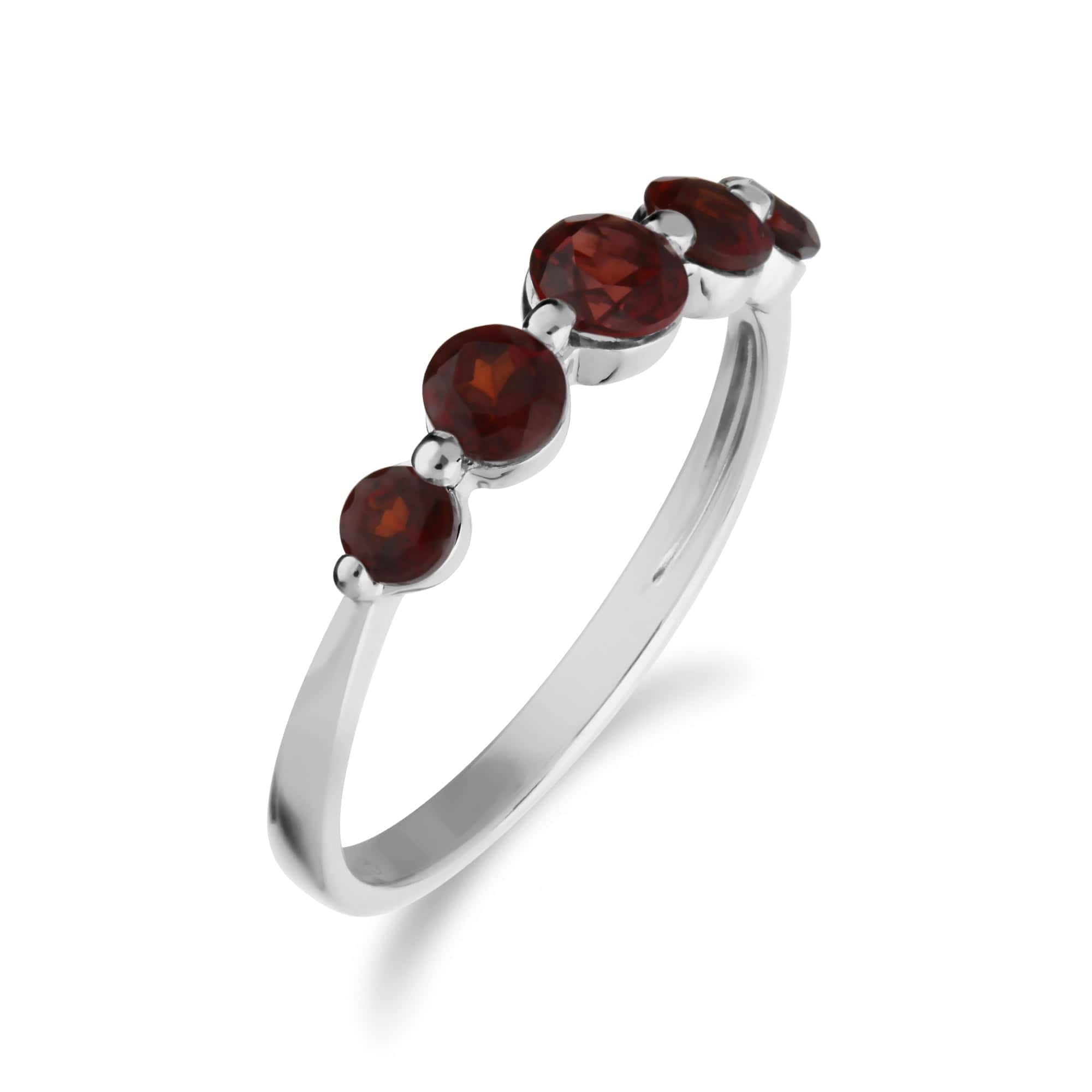 270R055902925 Essential Round Garnet Five Stone Gradient Ring in 925 Sterling Silver 2