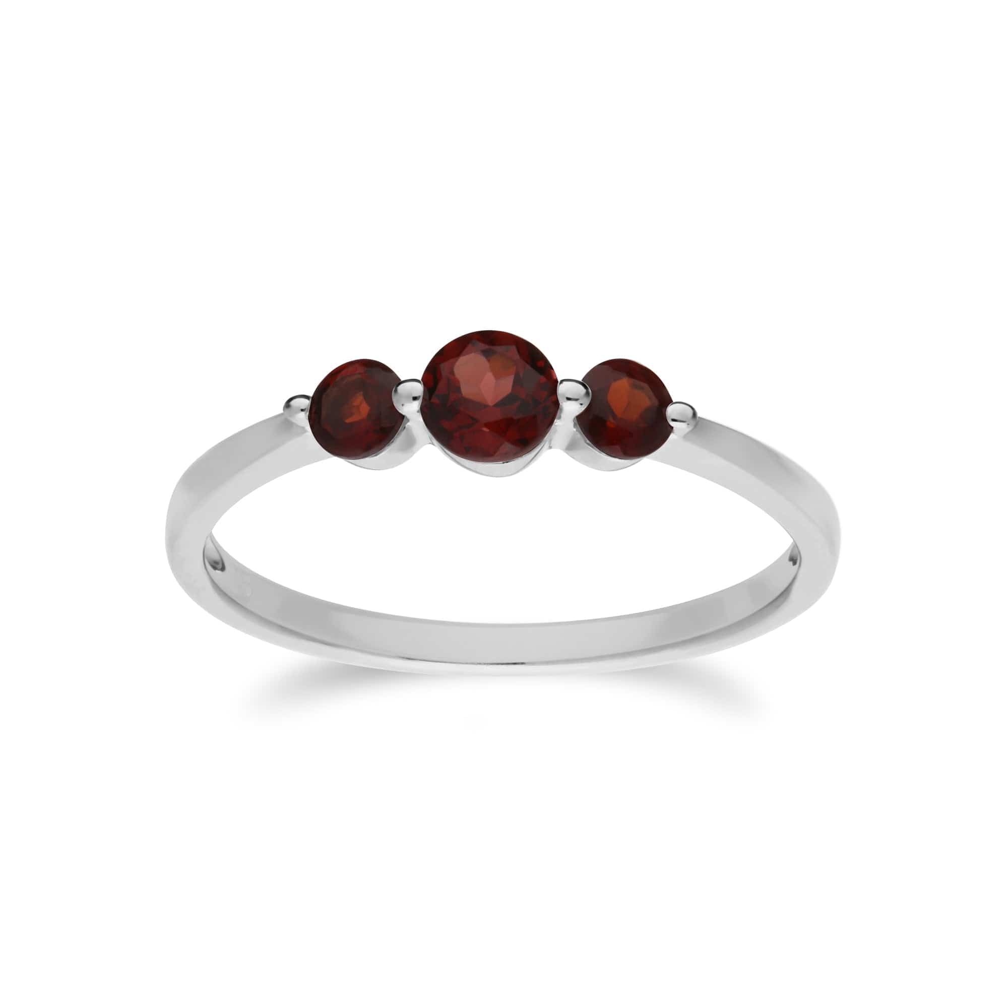 270E025502925-270R056002925 Classic Round Garnet Three Stone Gradient Earrings & Ring Set in 925 Sterling Silver 3