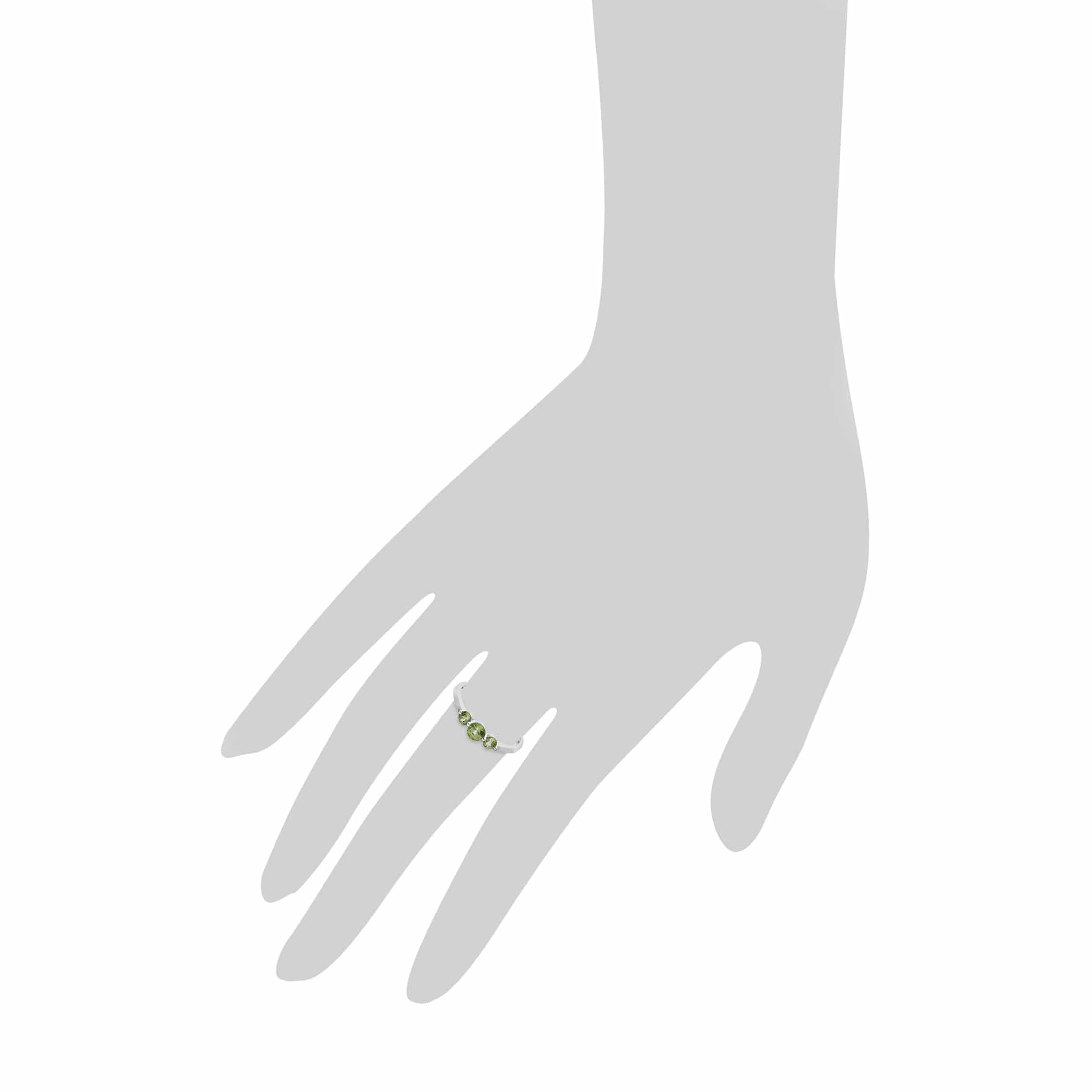 Essential Round Peridot Three Stone Gradient Ring in 925 Sterling Silver - Gemondo