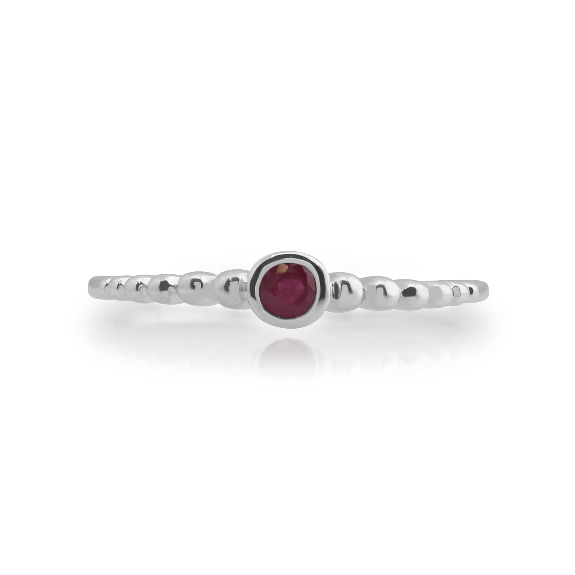 271R019103925 Essential Round Ruby Bezel Set Stack Ring in 925 Sterling Silver 2