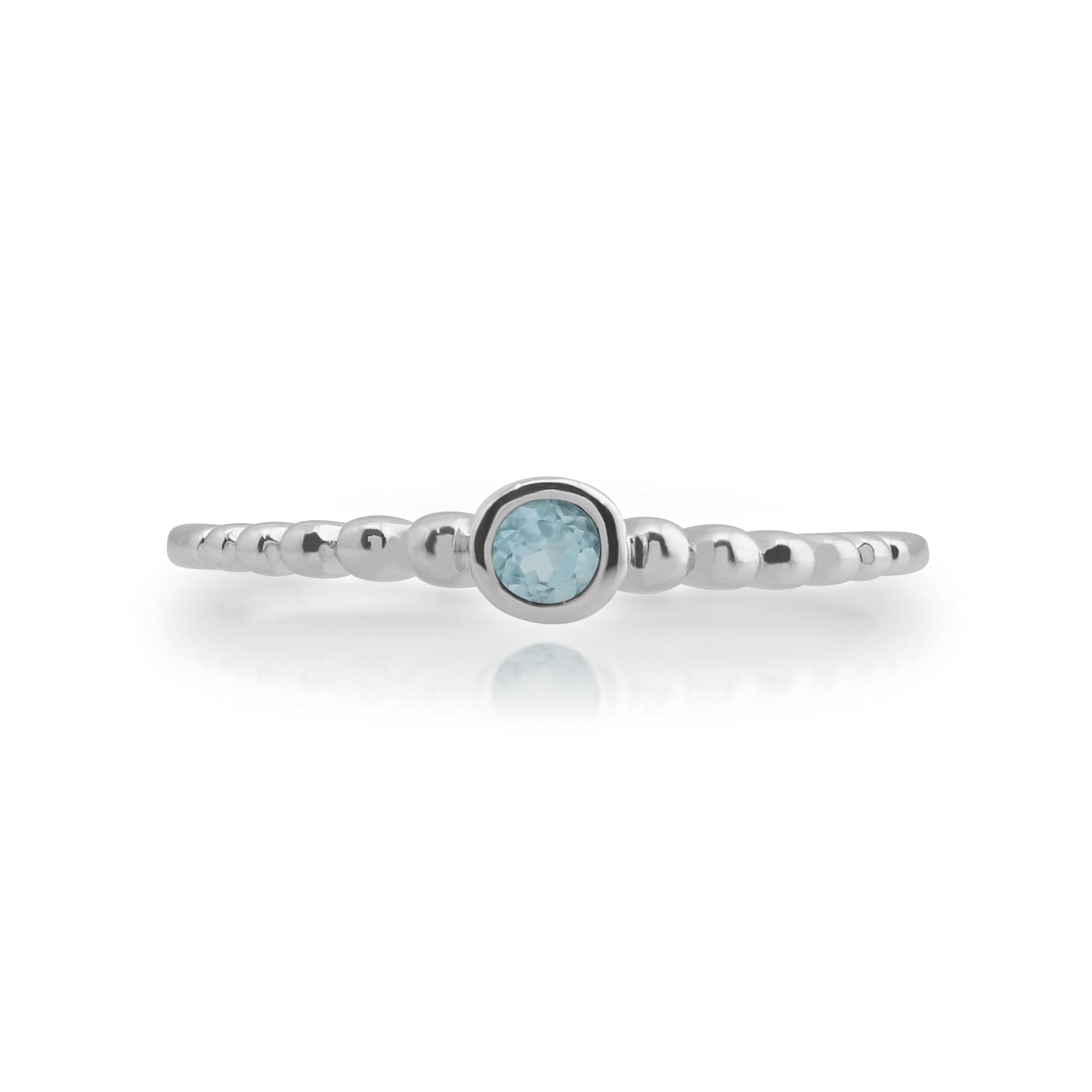 271R019108925 Essential Round Aquamarine Bezel Set Stack Ring in 925 Sterling Silver 2