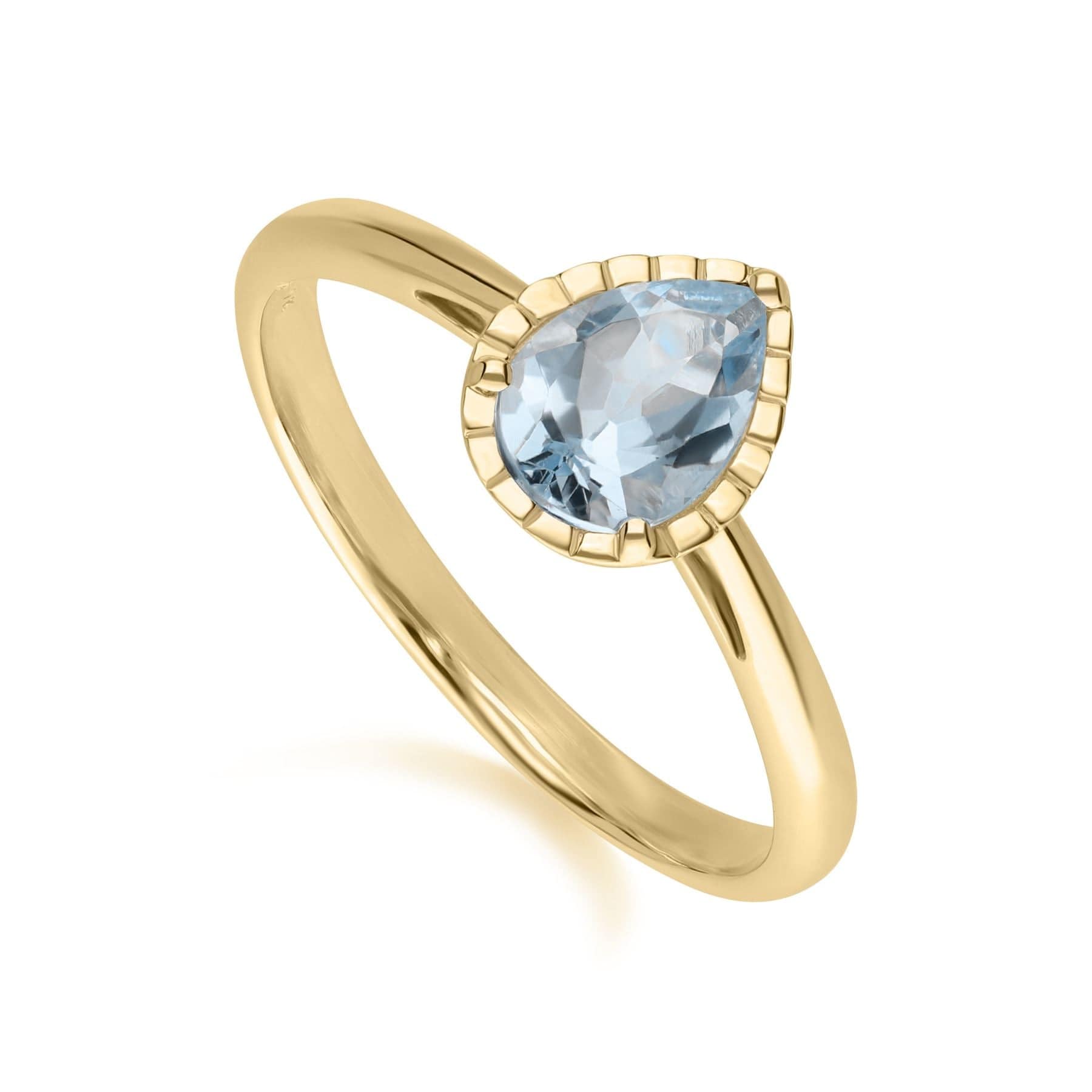 135R2045059 Classic Pear Aquamarine Ring in 9ct Yellow Gold 3