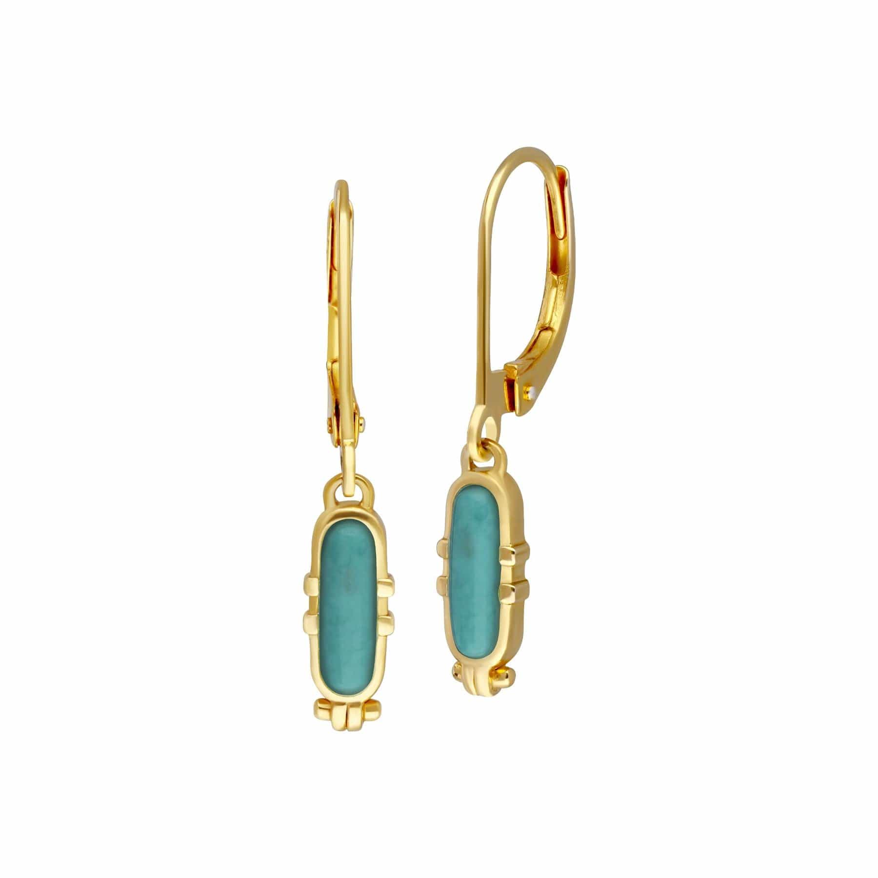 253E311001925 ECFEW™ Turquoise Talisman Hoop Earrings In Sterling Silver 1