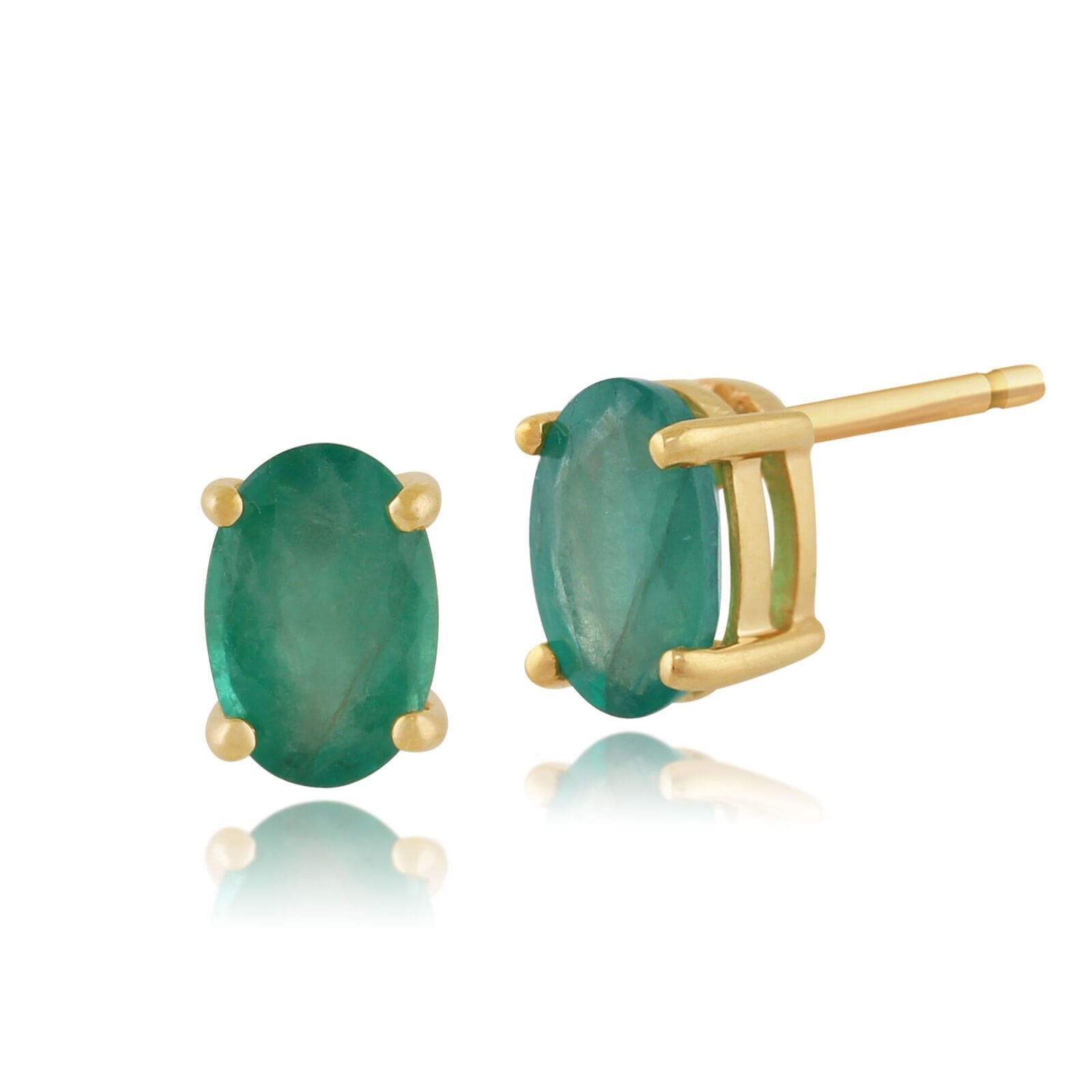 Classic Oval Emerald Stud Earrings in 9ct Yellow Gold 6x4mm