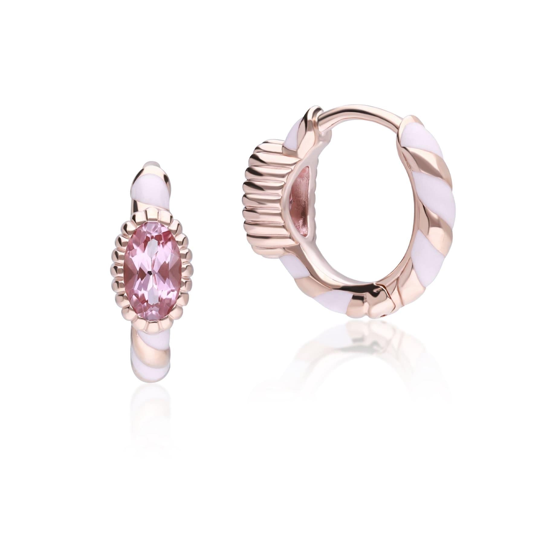 270E035601925 Siberian Waltz Enamel & Pink Tourmaline Hoop Earrings In Rose Gold Plated Silver 3