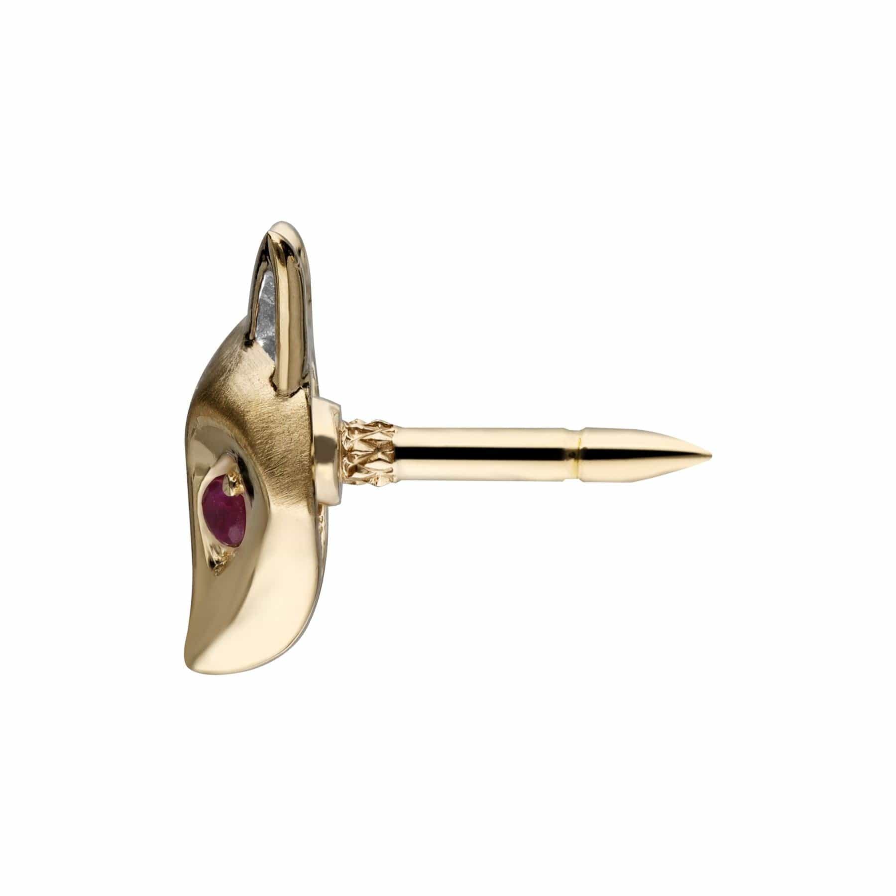 132T0007019 Gardenia Ruby Fox Pin In 9ct Yellow Gold 4